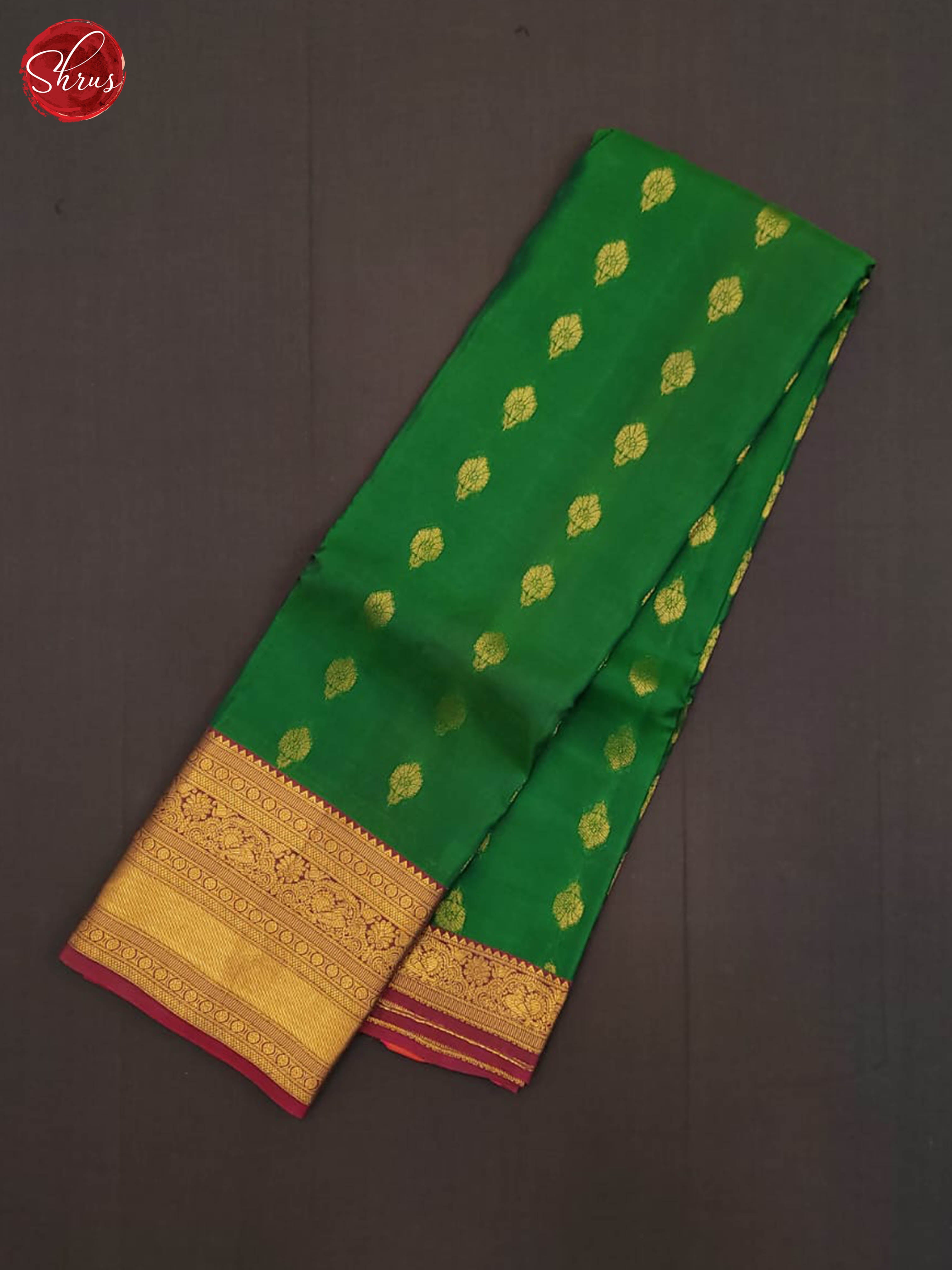 Green and Onion pink- Kanchipuram Half-pure silk saree - Shop on ShrusEternity.com