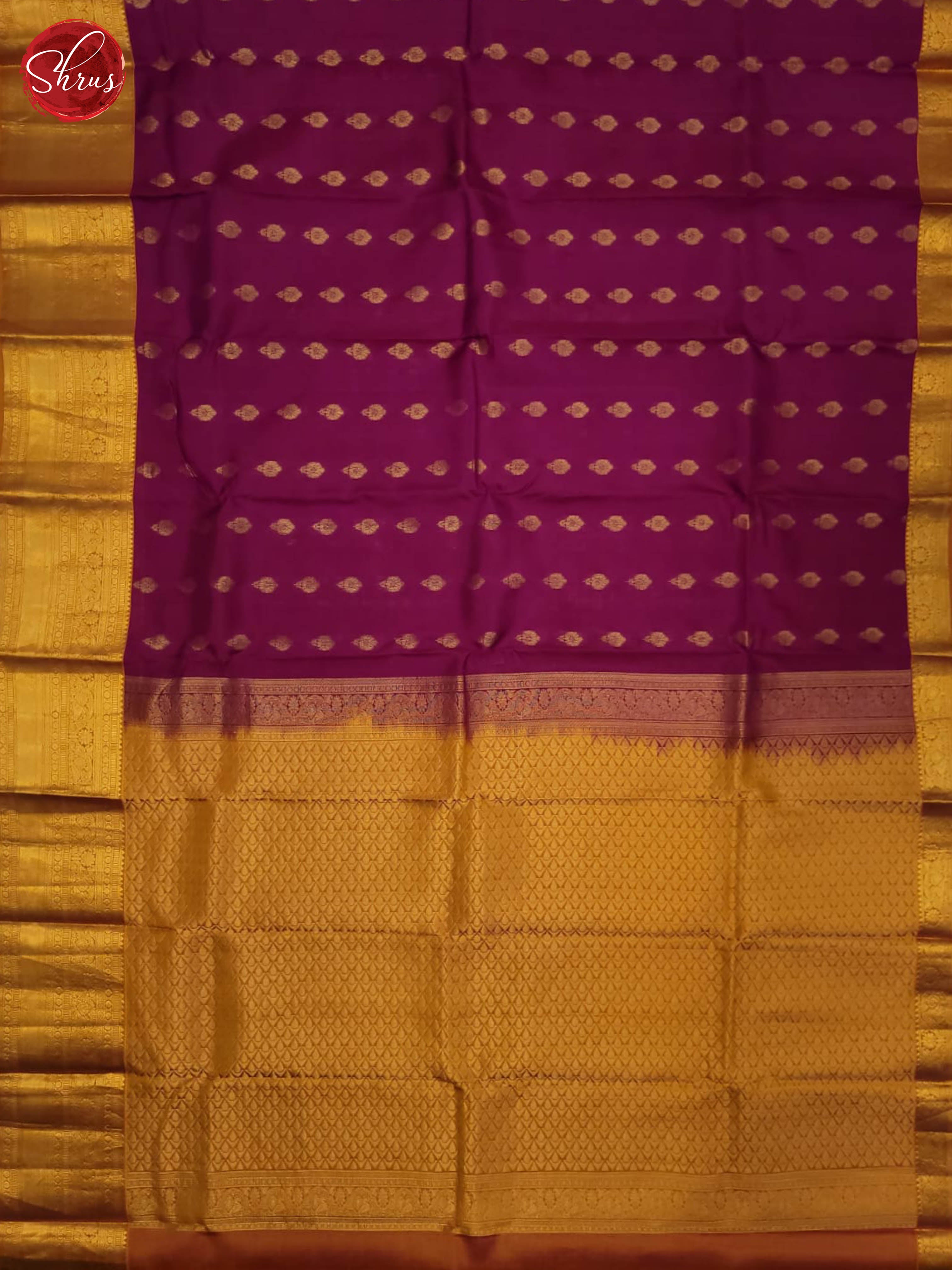 purple and mustard- Kanchipuram Half-pure Silk Saree - Shop on ShrusEternity.com