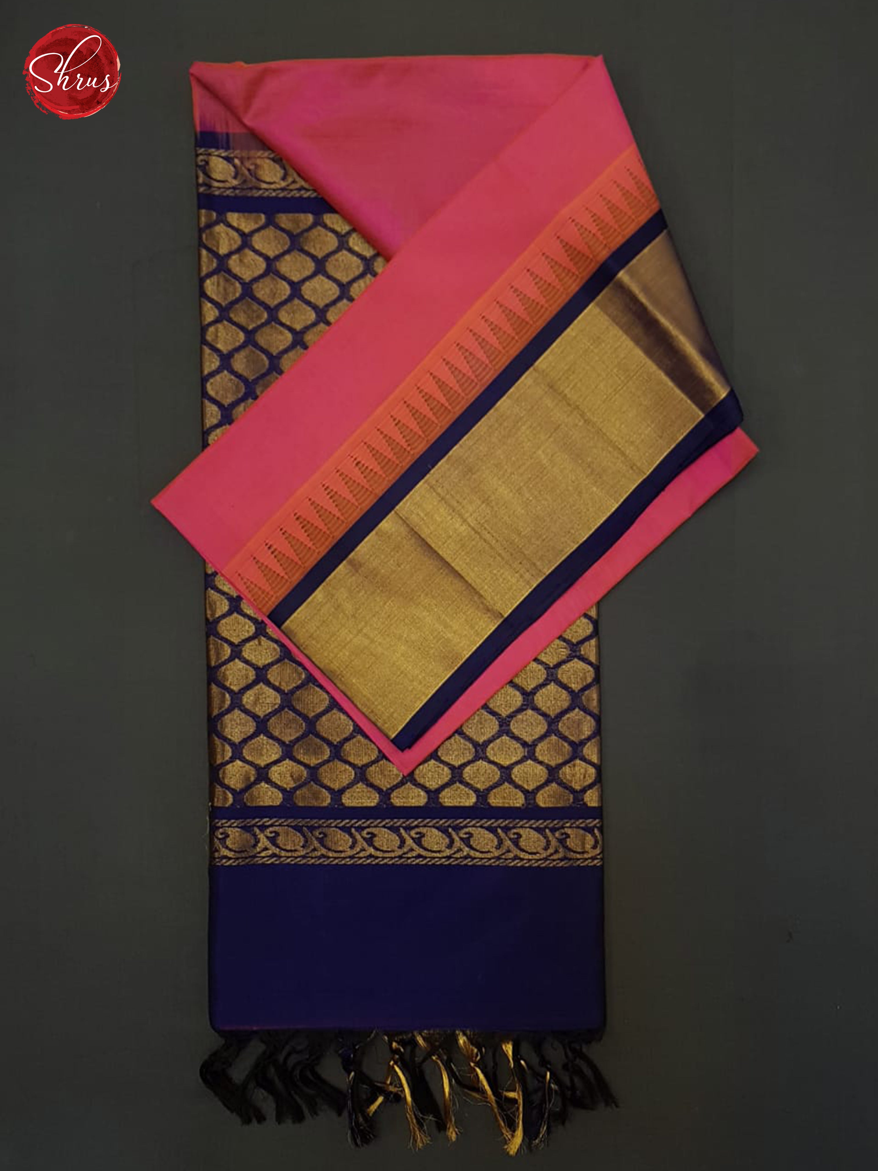 Pink And Blue-Silk cotton saree - Shop on ShrusEternity.com