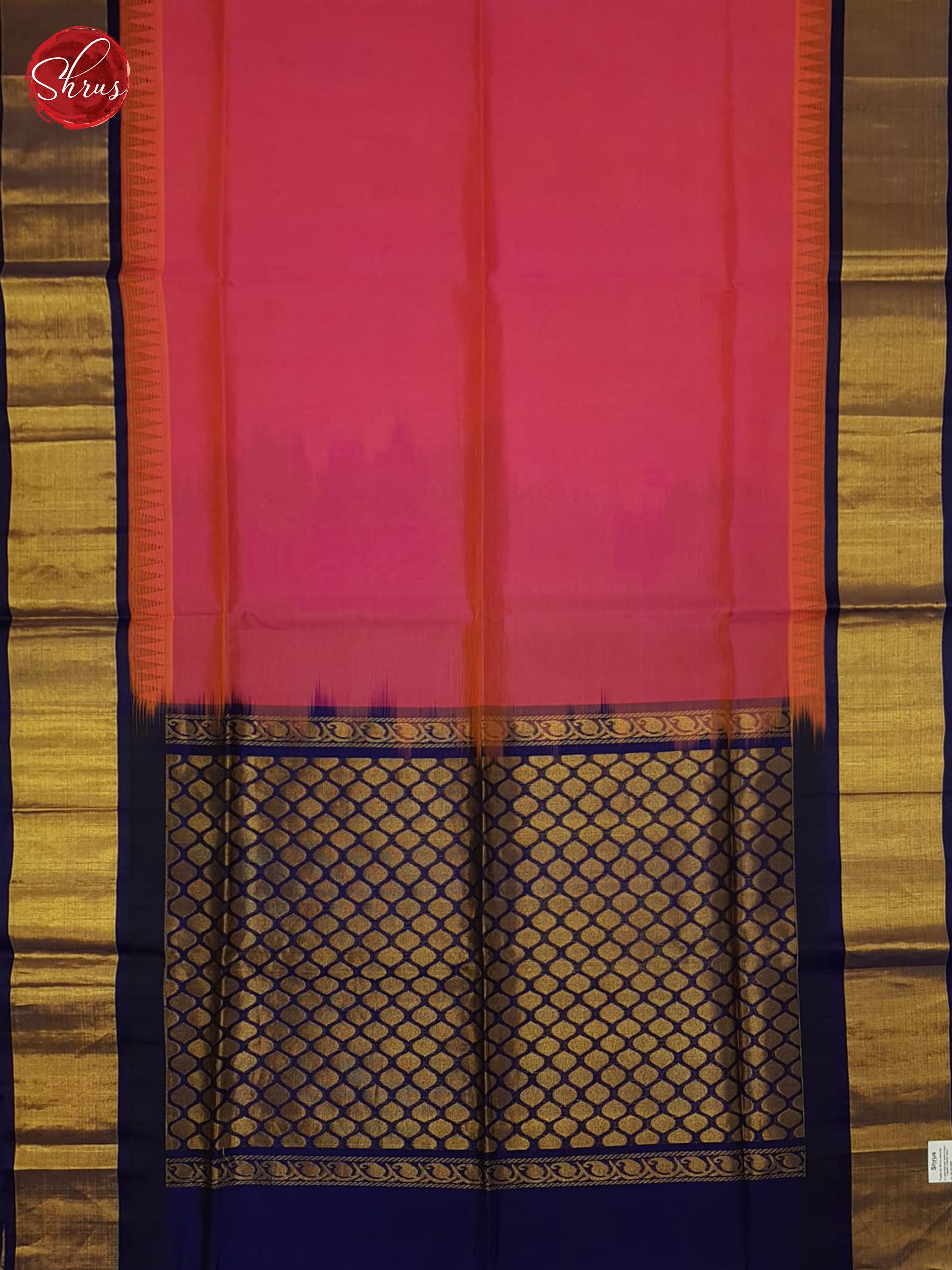 Pink And Blue-Silk cotton saree - Shop on ShrusEternity.com