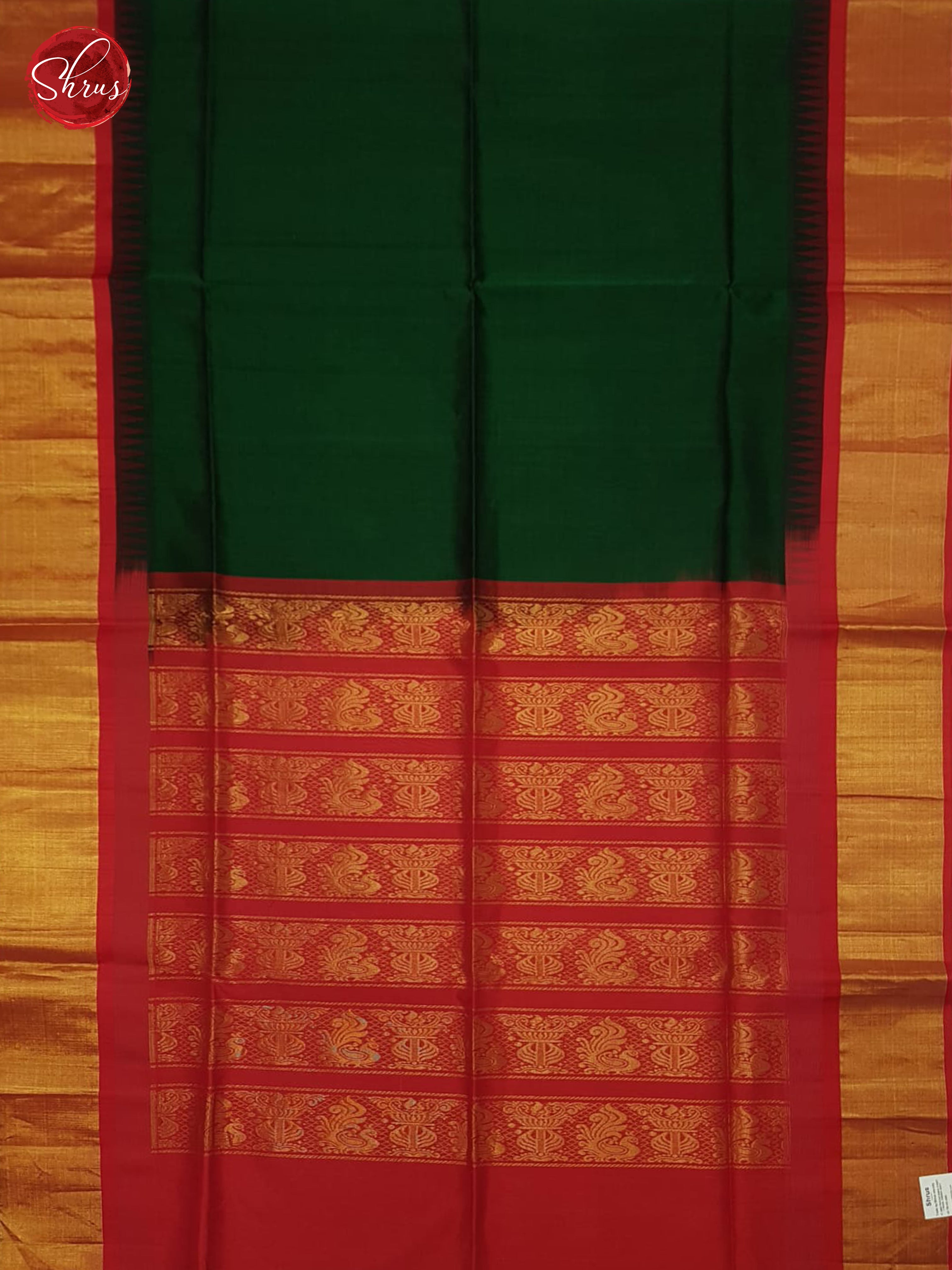 Green And Red-Silk Cotton Saree - Shop on ShrusEternity.com