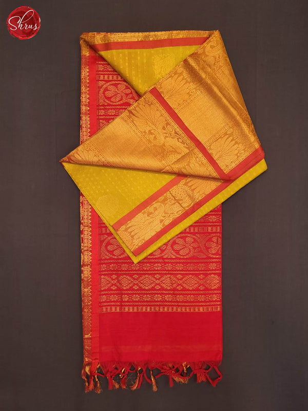 Green and Red-Silk cotton Saree - Shop on ShrusEternity.com