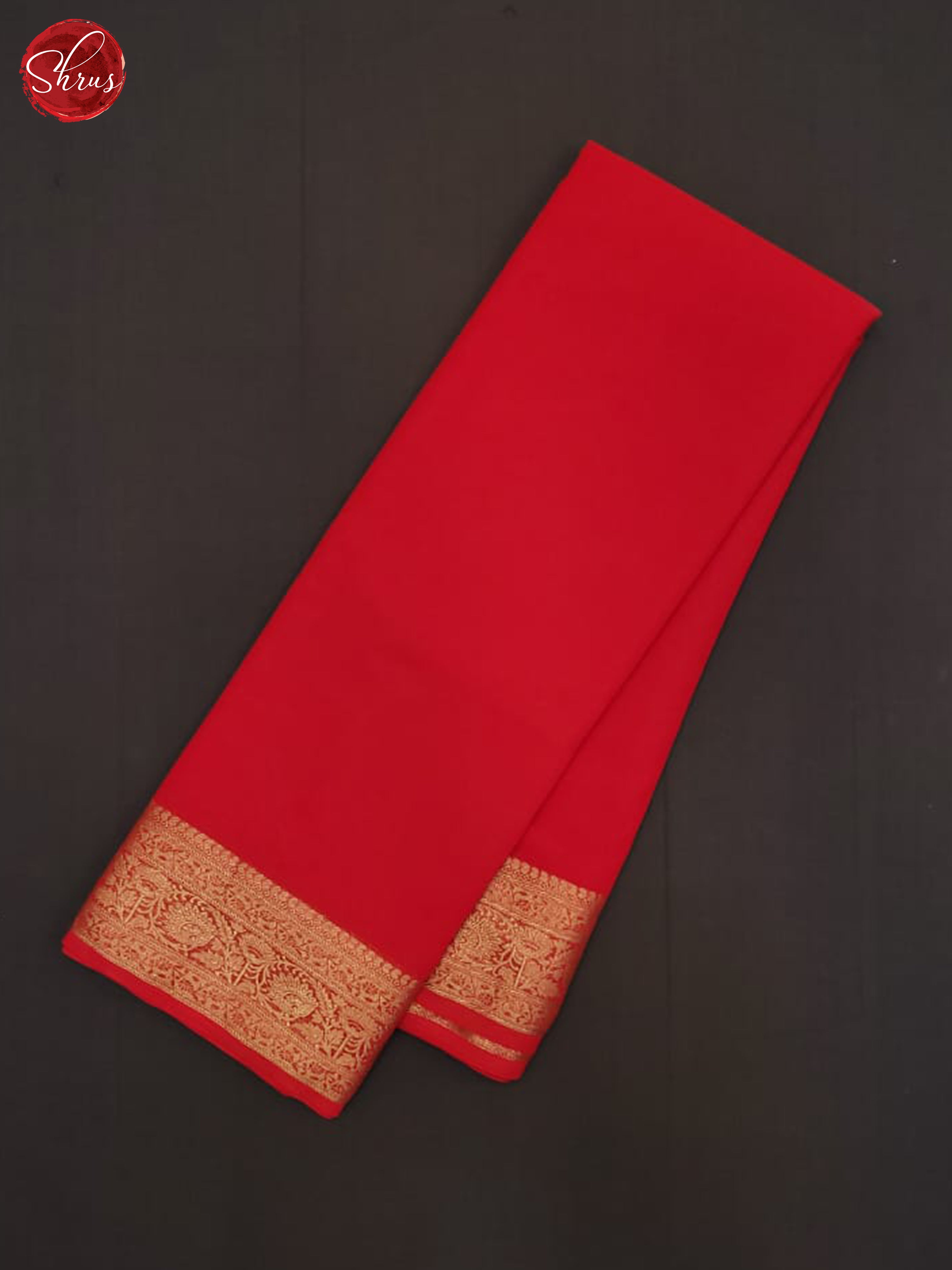 Red(Single Tone)- Semi Georgette Saree - Shop on ShrusEternity.com