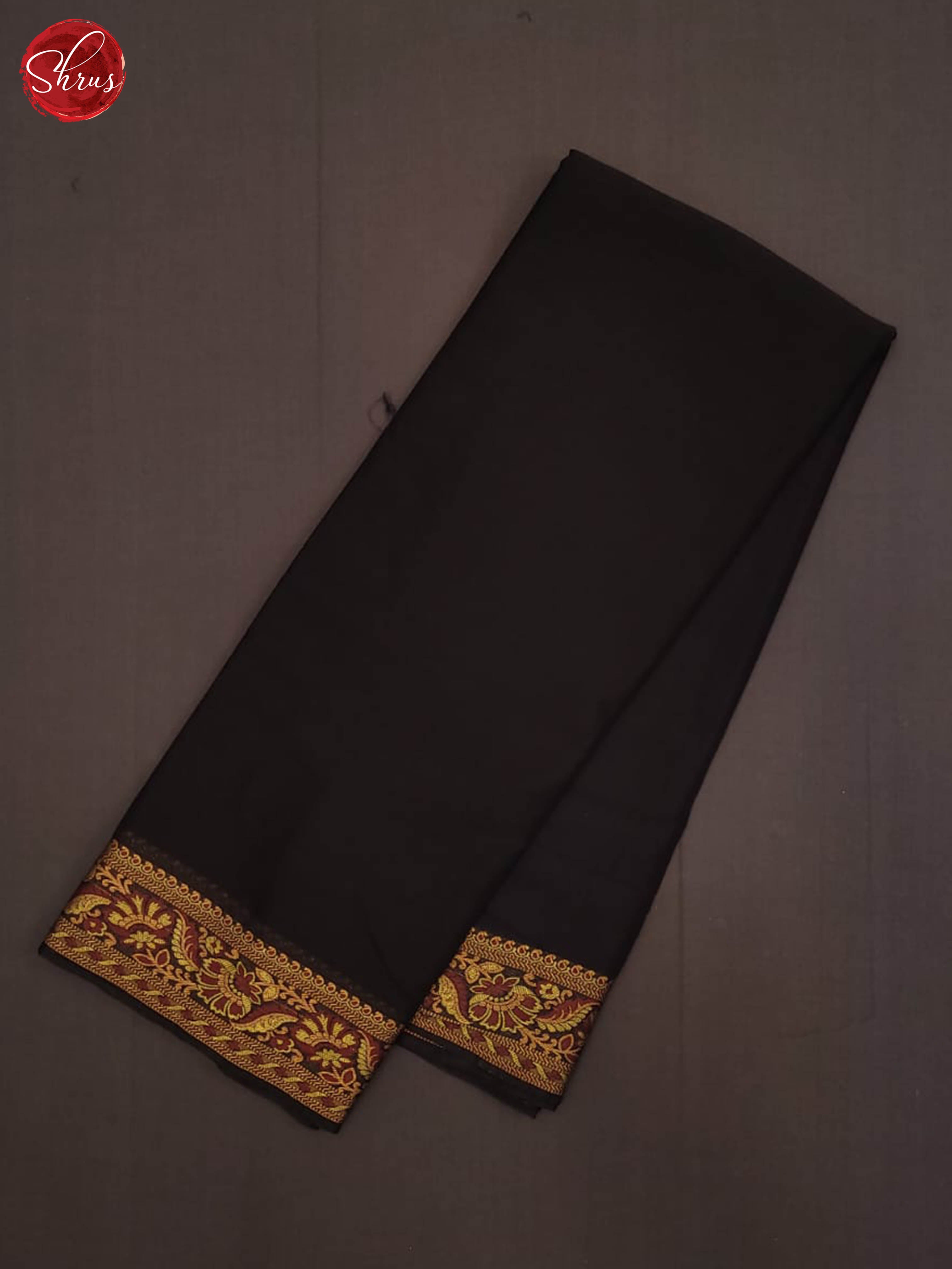 Black(Single Tone)- Semi Mysore Silk Saree - Shop on ShrusEternity.com