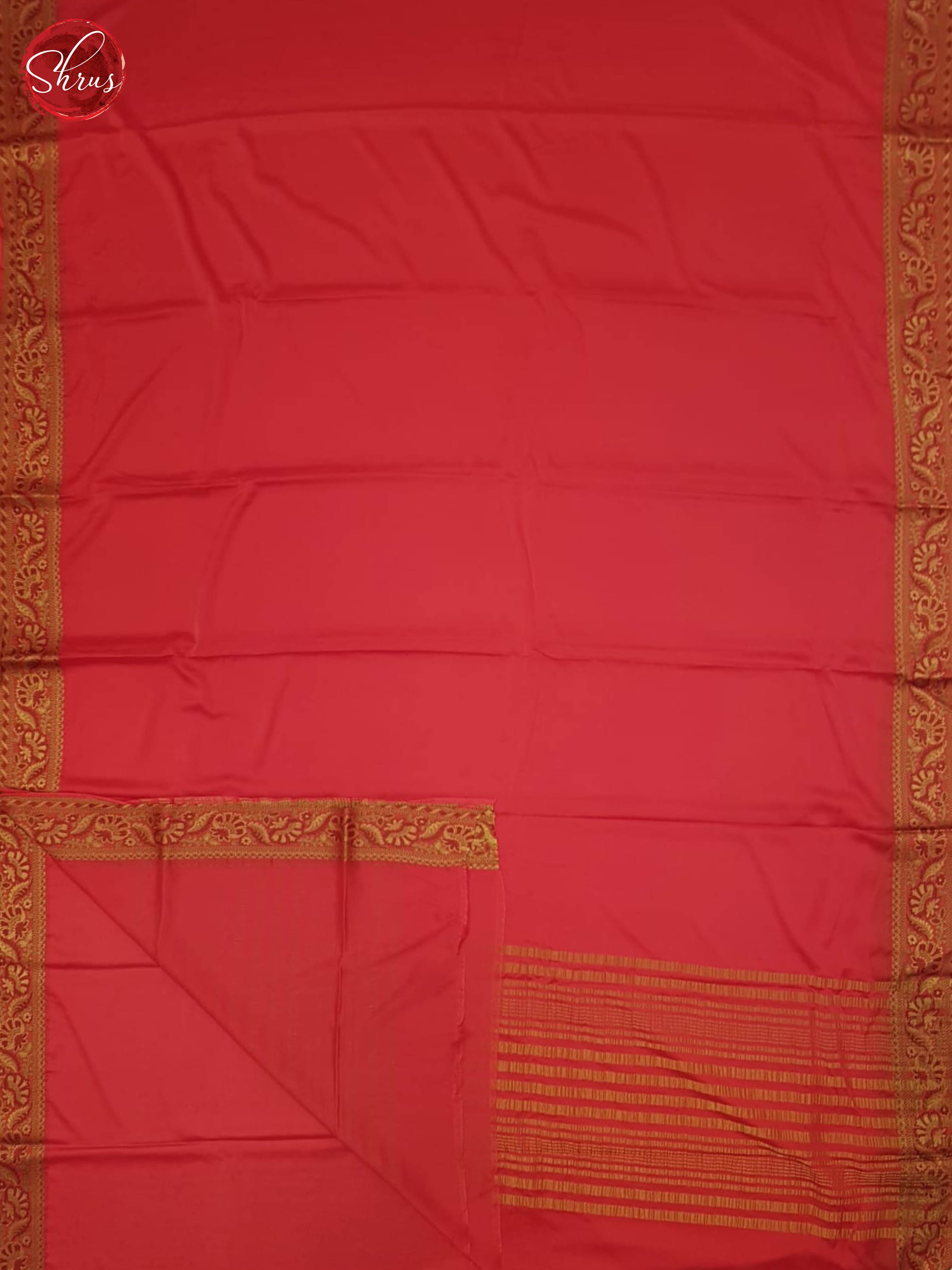 Red(single Tone)- Semi Mysore Silk Saree - Shop on ShrusEternity.com