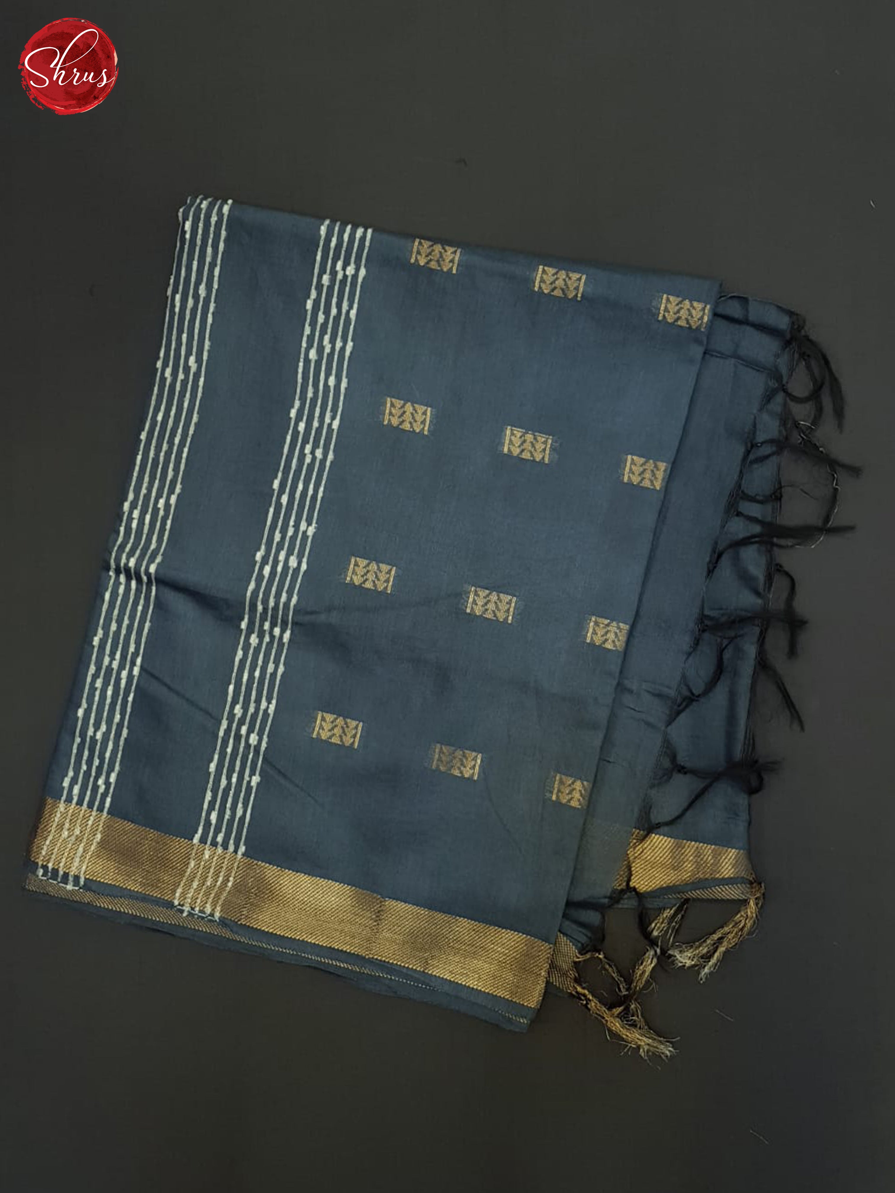 Bluish Grey (Single Tone) - Semi Tussar Saree - Shop on ShrusEternity.com