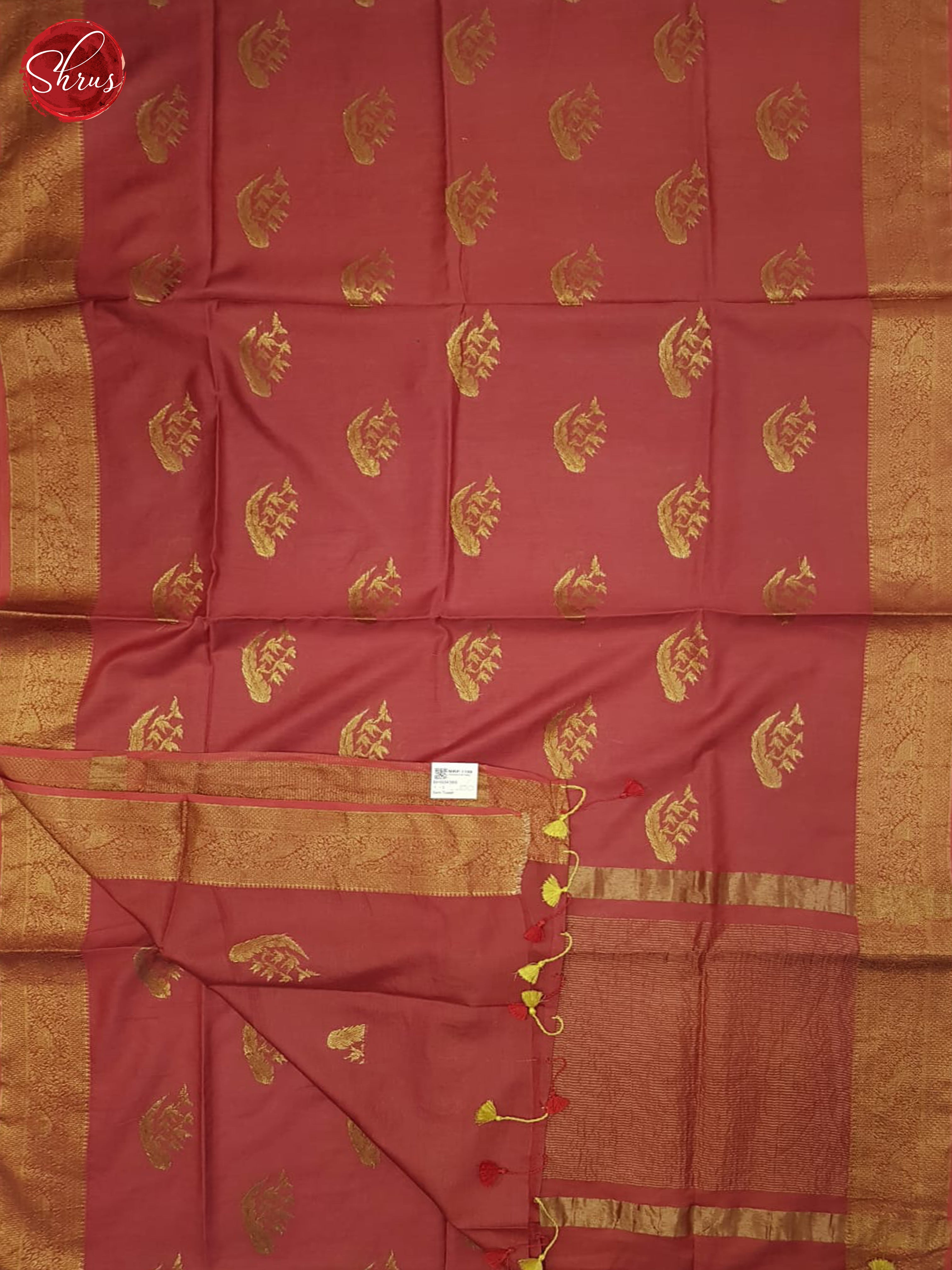 Red(Single Tone)- Semi Tussar Saree - Shop on ShrusEternity.com