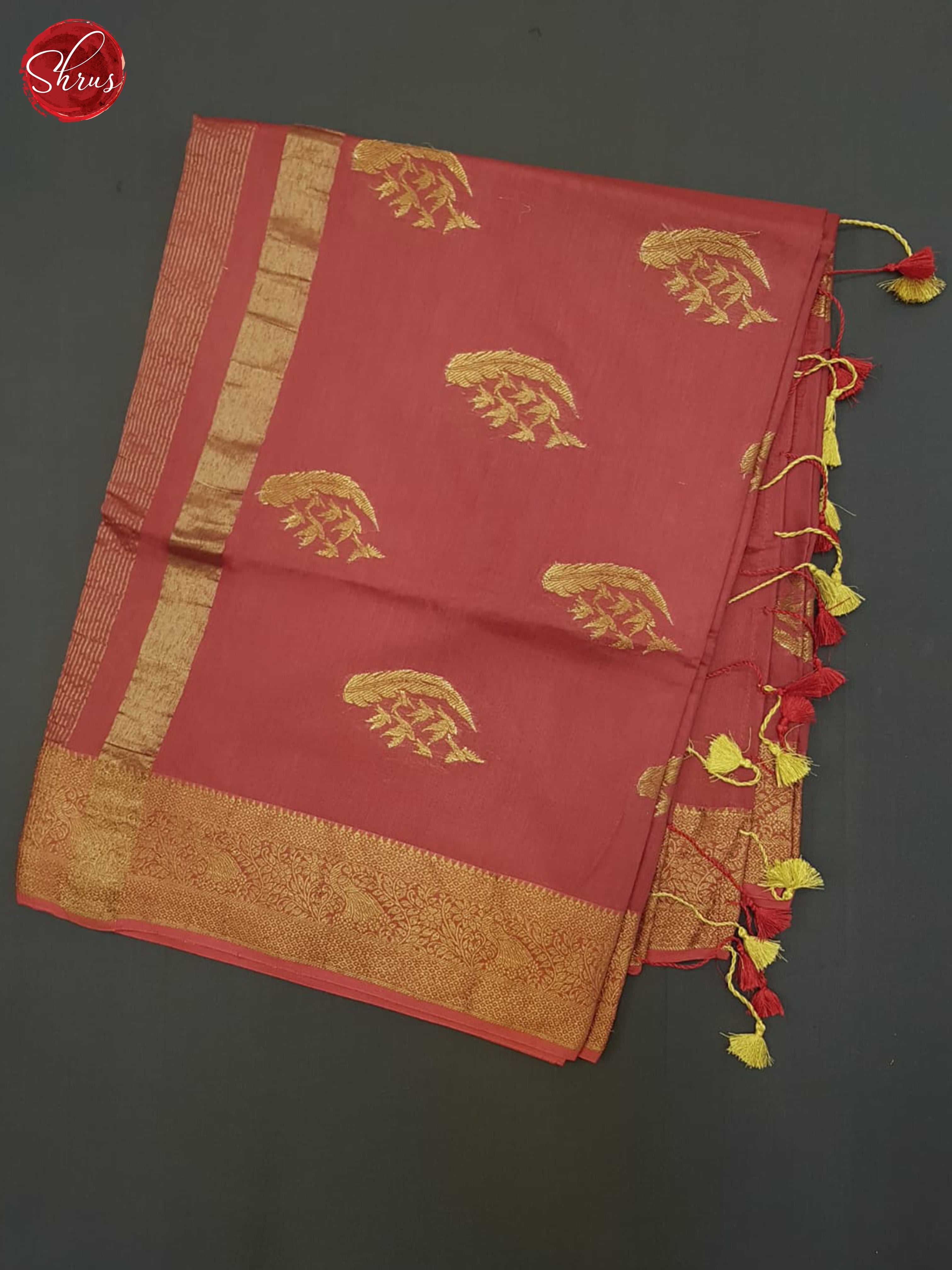 Red(Single Tone)- Semi Tussar Saree - Shop on ShrusEternity.com