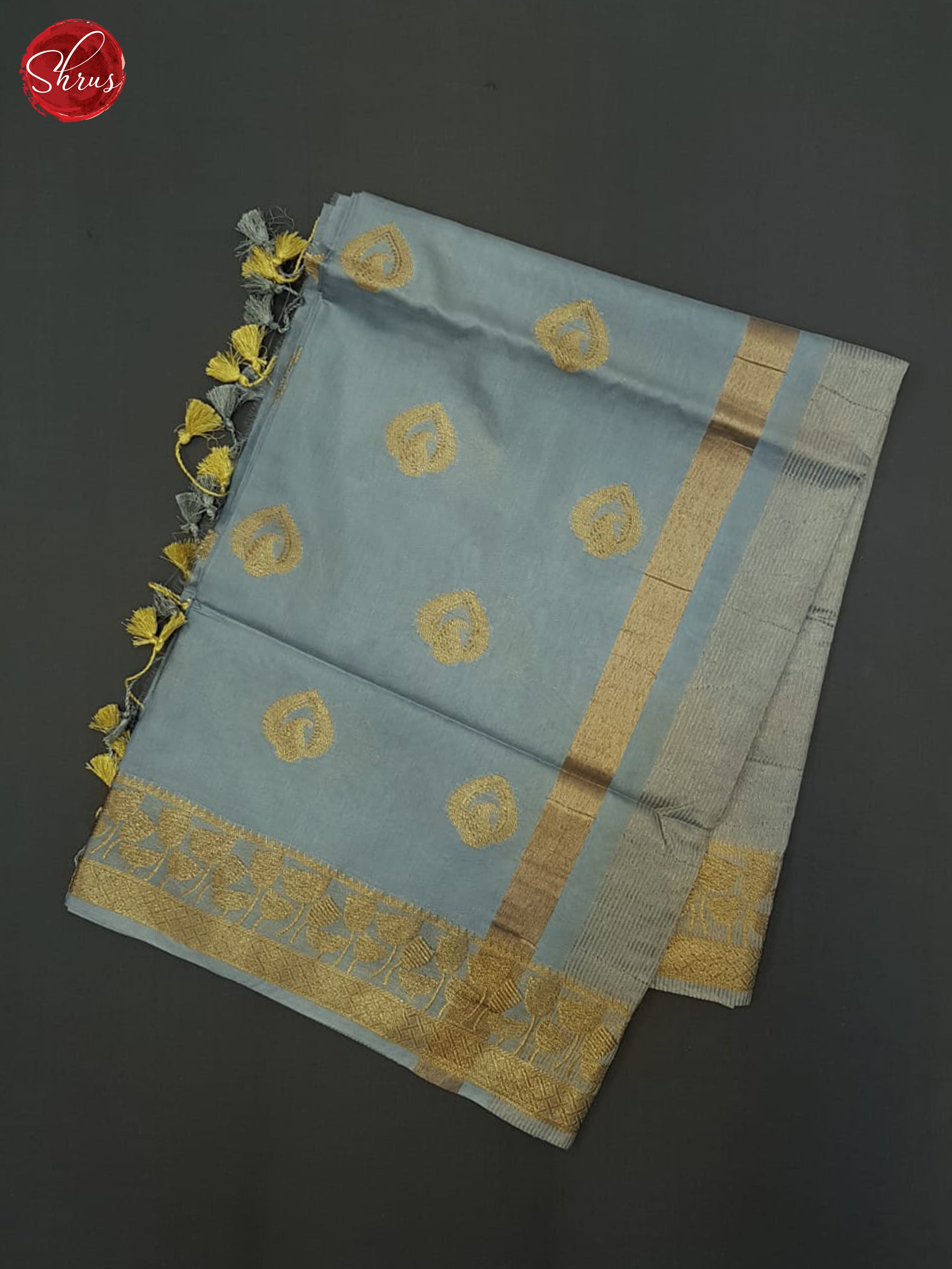 Grey(Single Tone)- Semi Tussar Saree - Shop on ShrusEternity.com