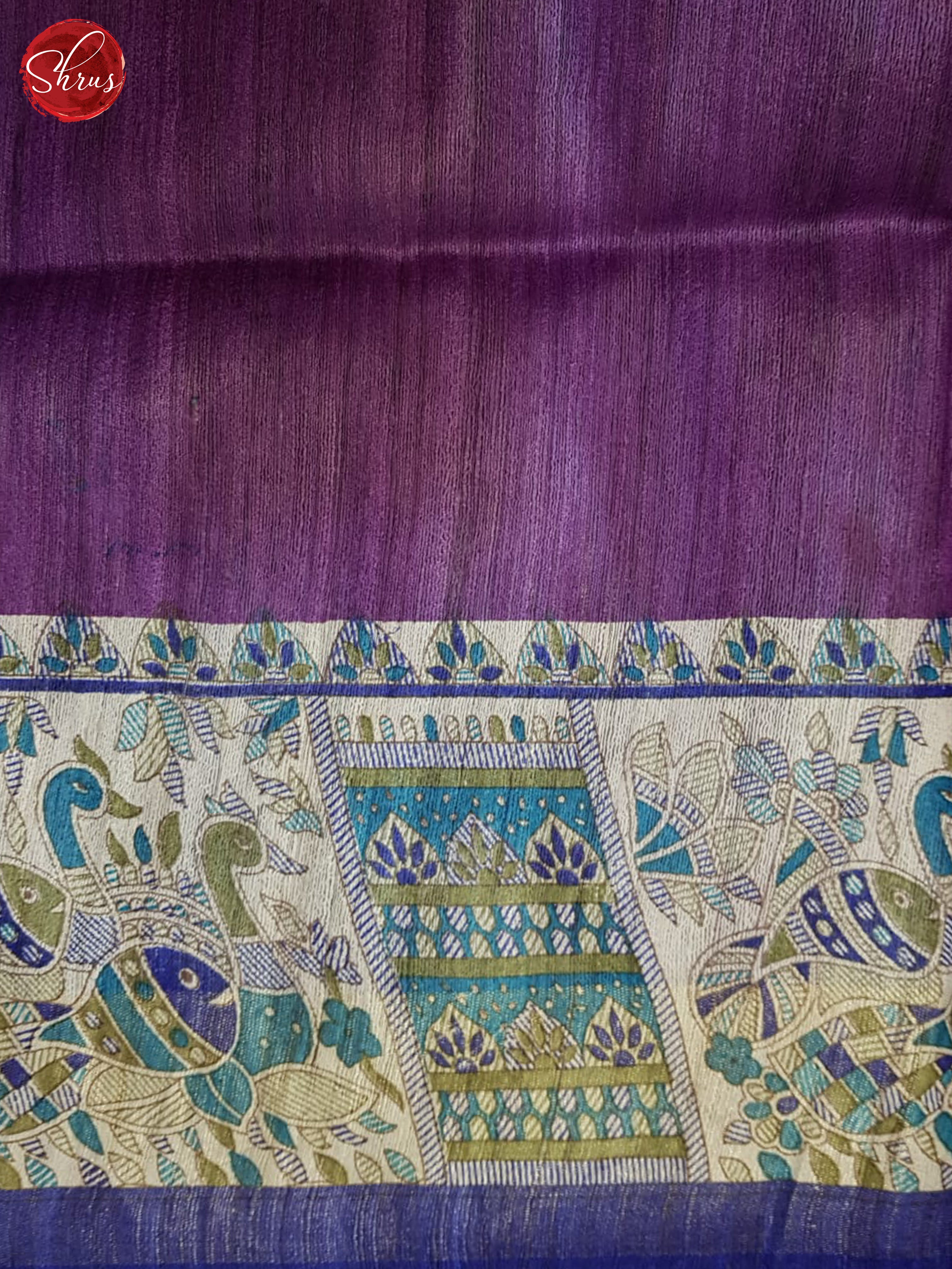 Purple & Cream - Gicha Silk Saree - Shop on ShrusEternity.com
