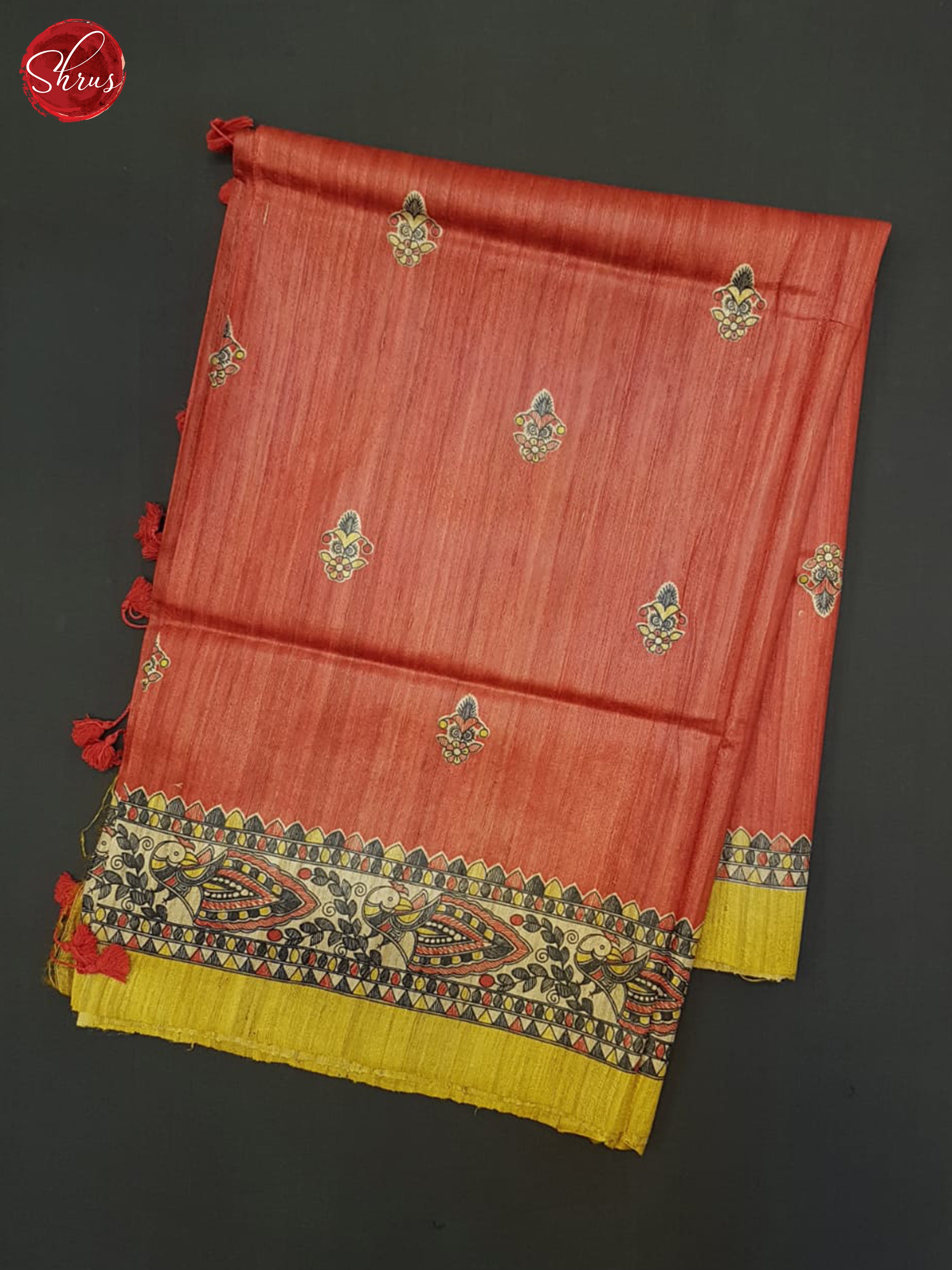 Red & Mustard - Gicha Silk Saree - Shop on ShrusEternity.com