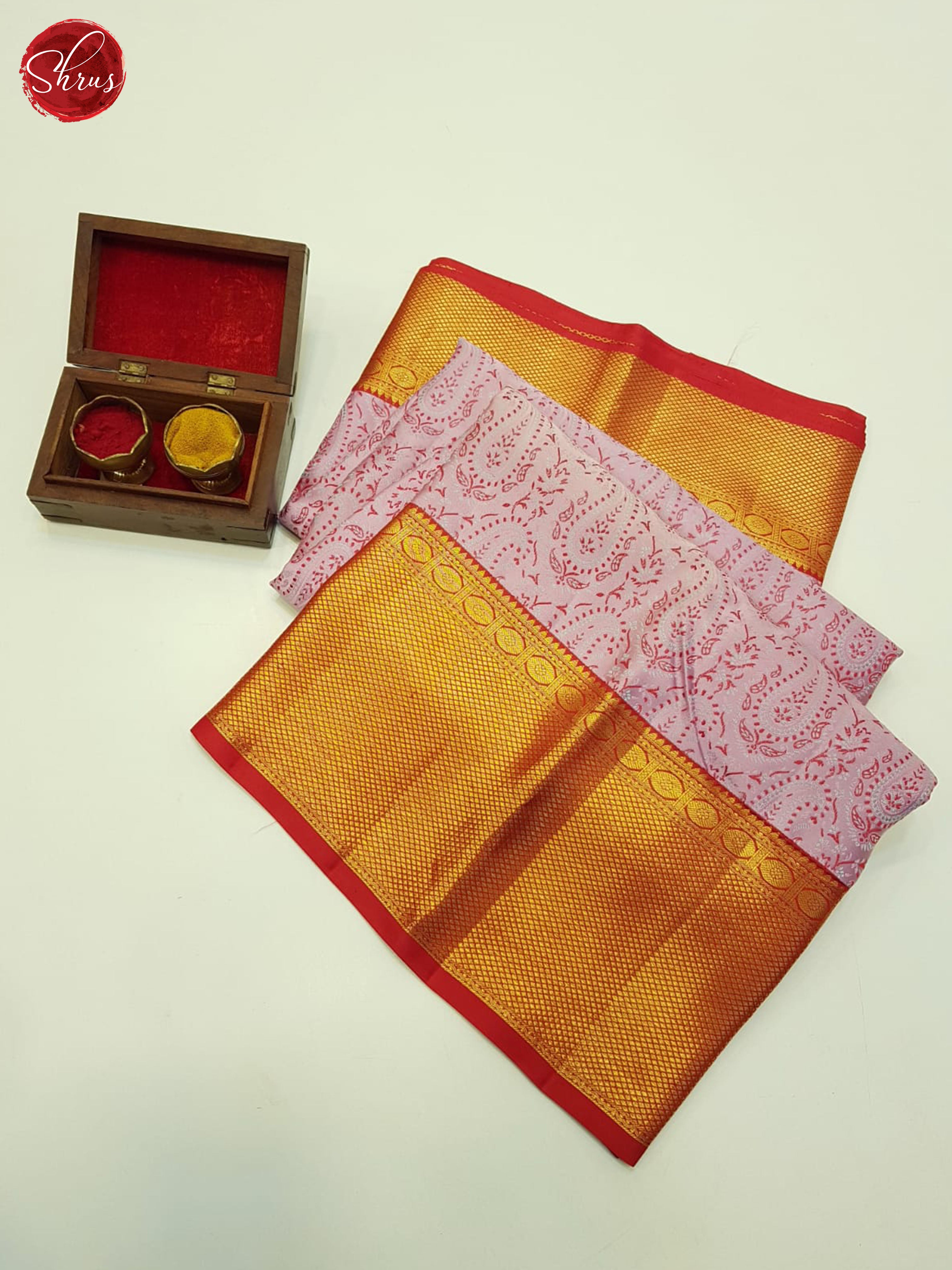 Pink And Red-Kanchipuram Silk saree - Shop on ShrusEternity.com