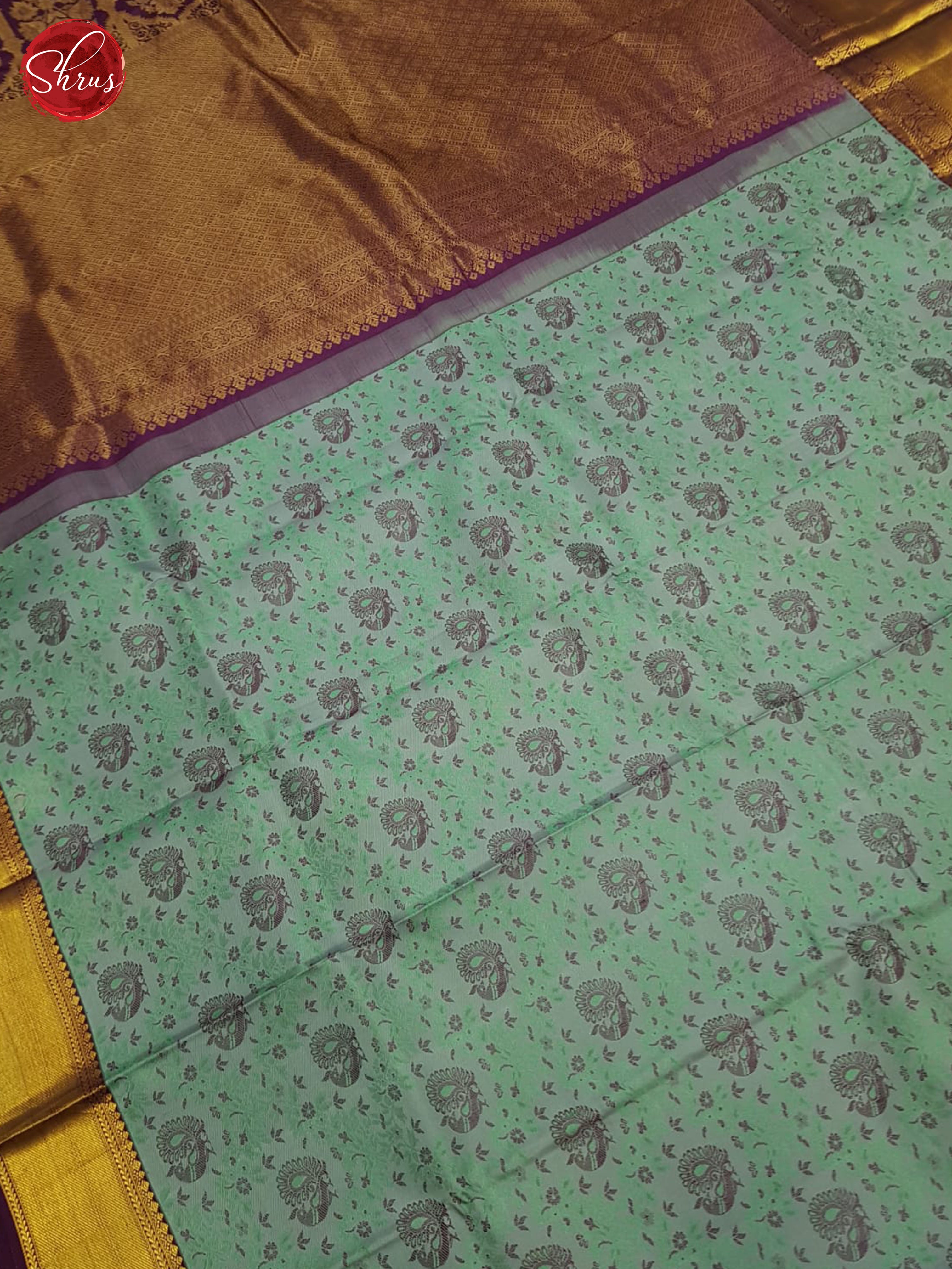 Bluish Green And Purple-Kanchipiram silk ssree - Shop on ShrusEternity.com