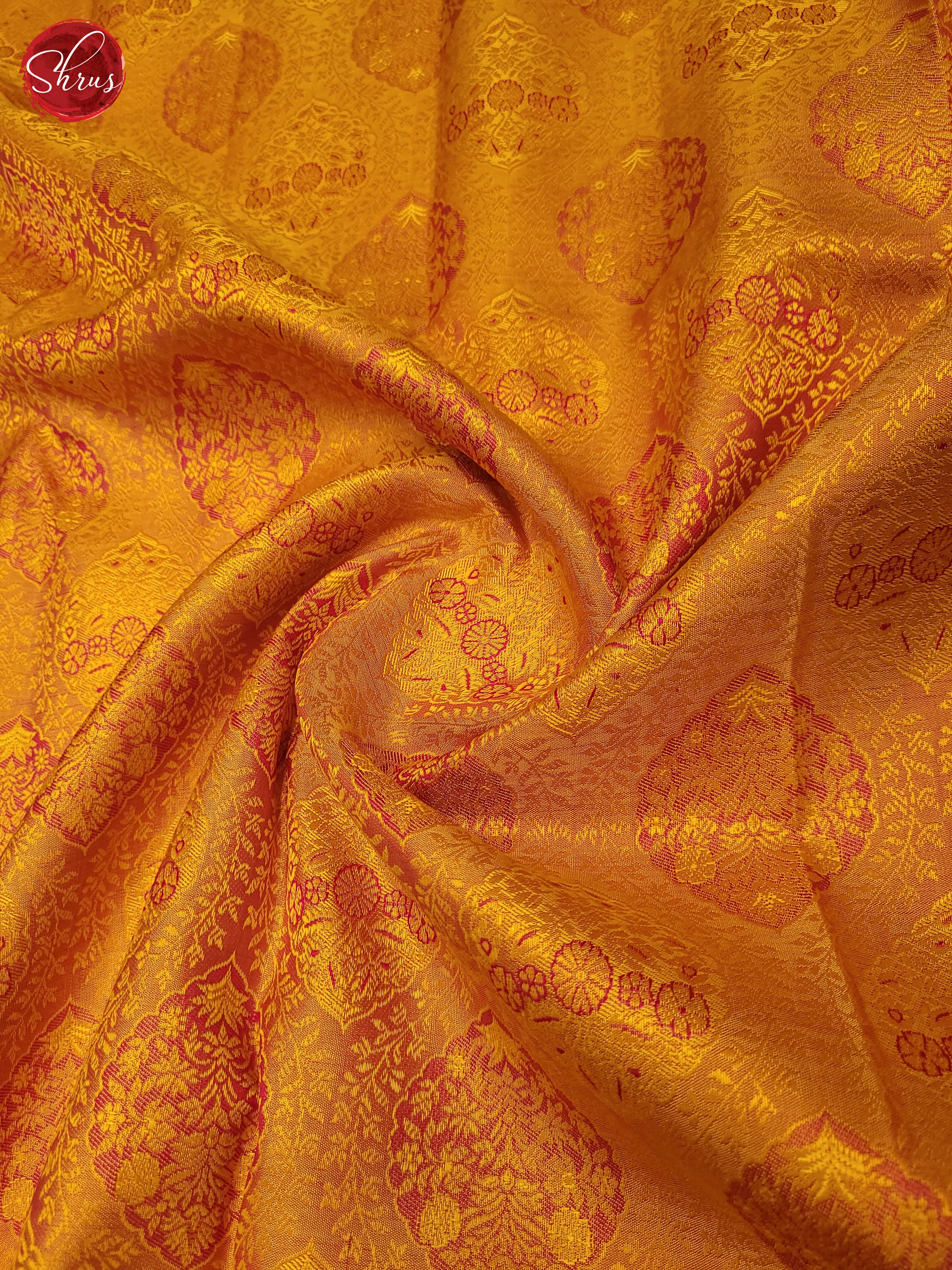 Yellow and Red-Kanchipuram silk saree - Shop on ShrusEternity.com