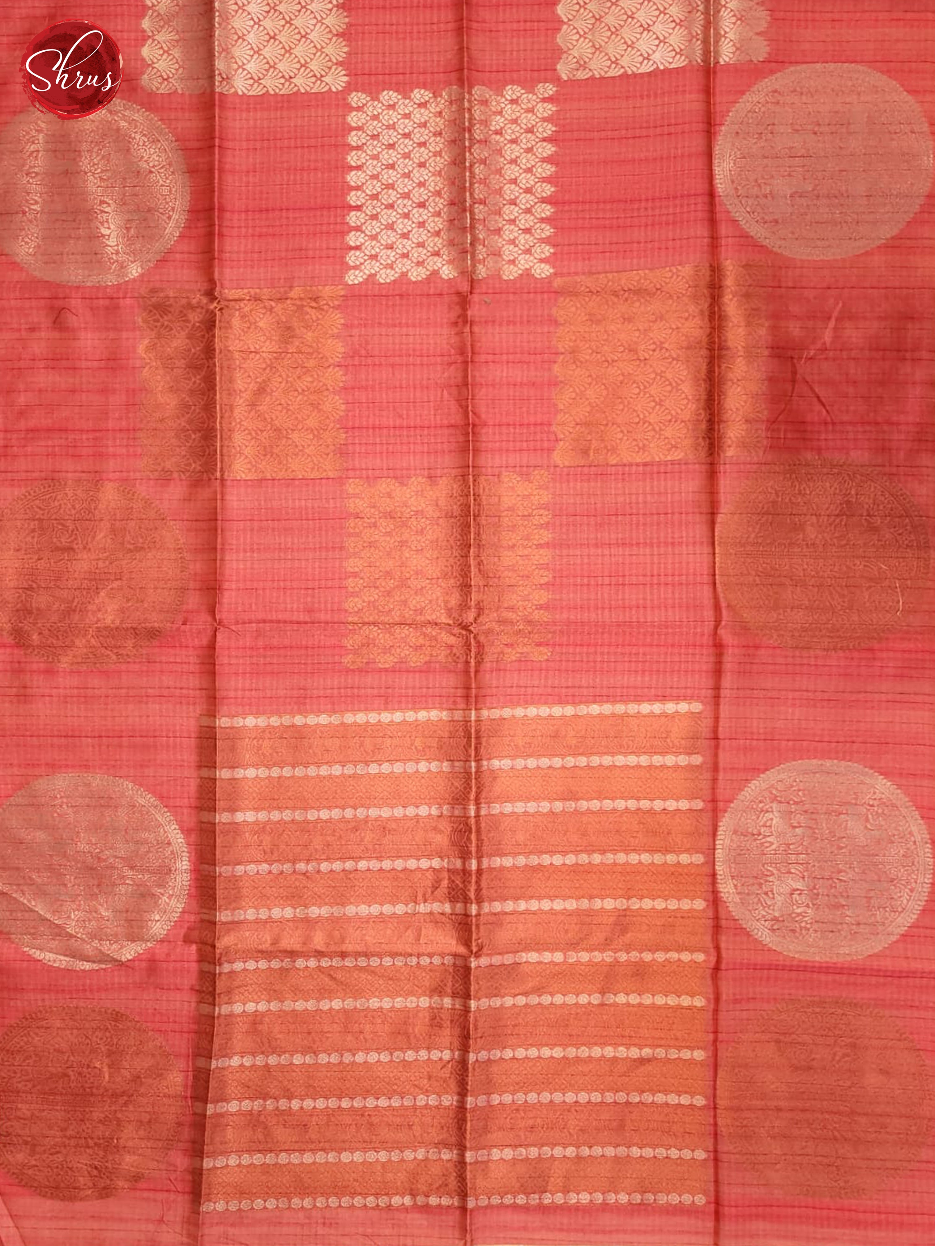 Peachish Pink (Single Tone)- Semi Tussar Saree - Shop on ShrusEternity.com