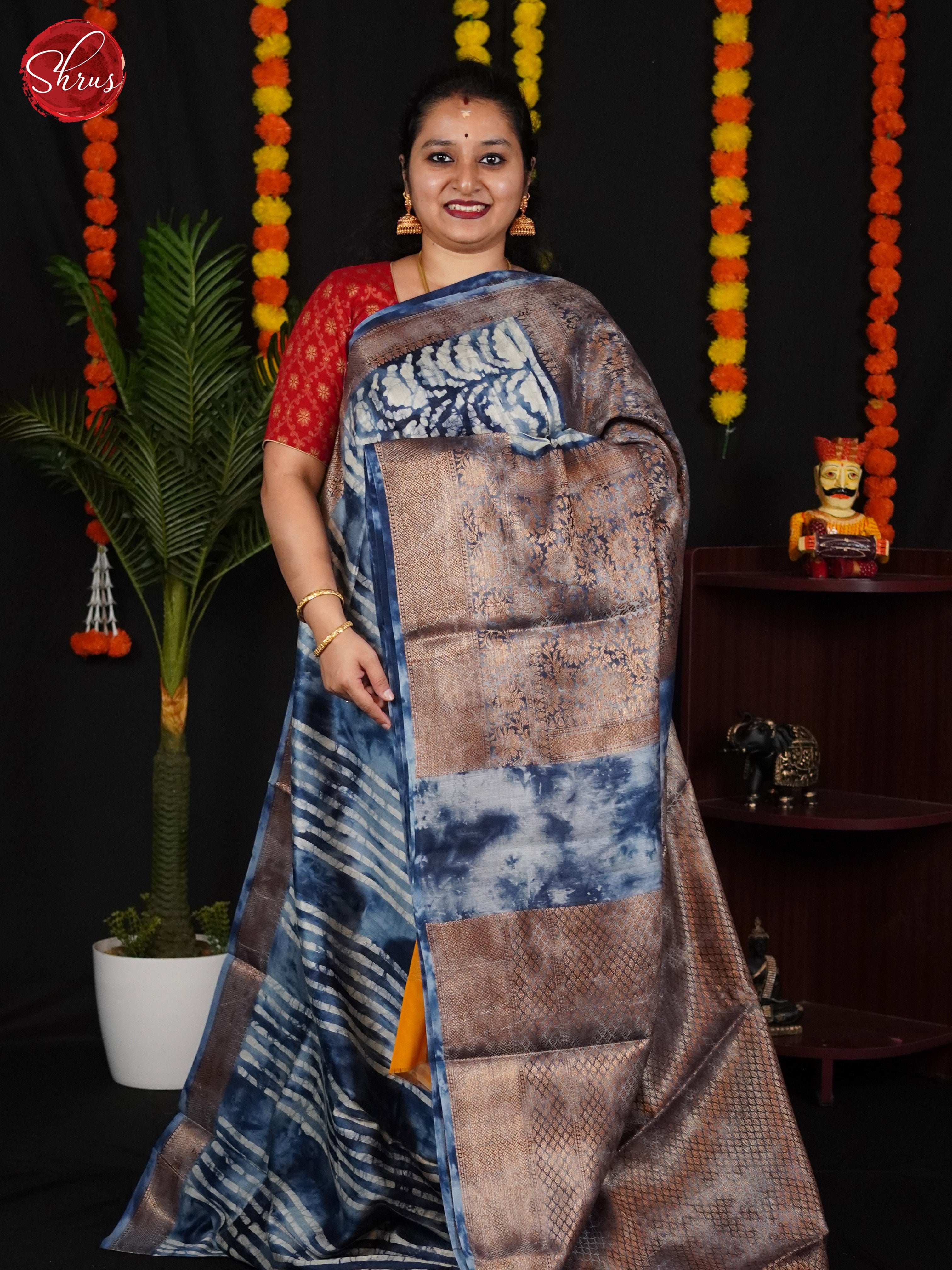 Blue & Brown - Chanderi Saree - Shop on ShrusEternity.com