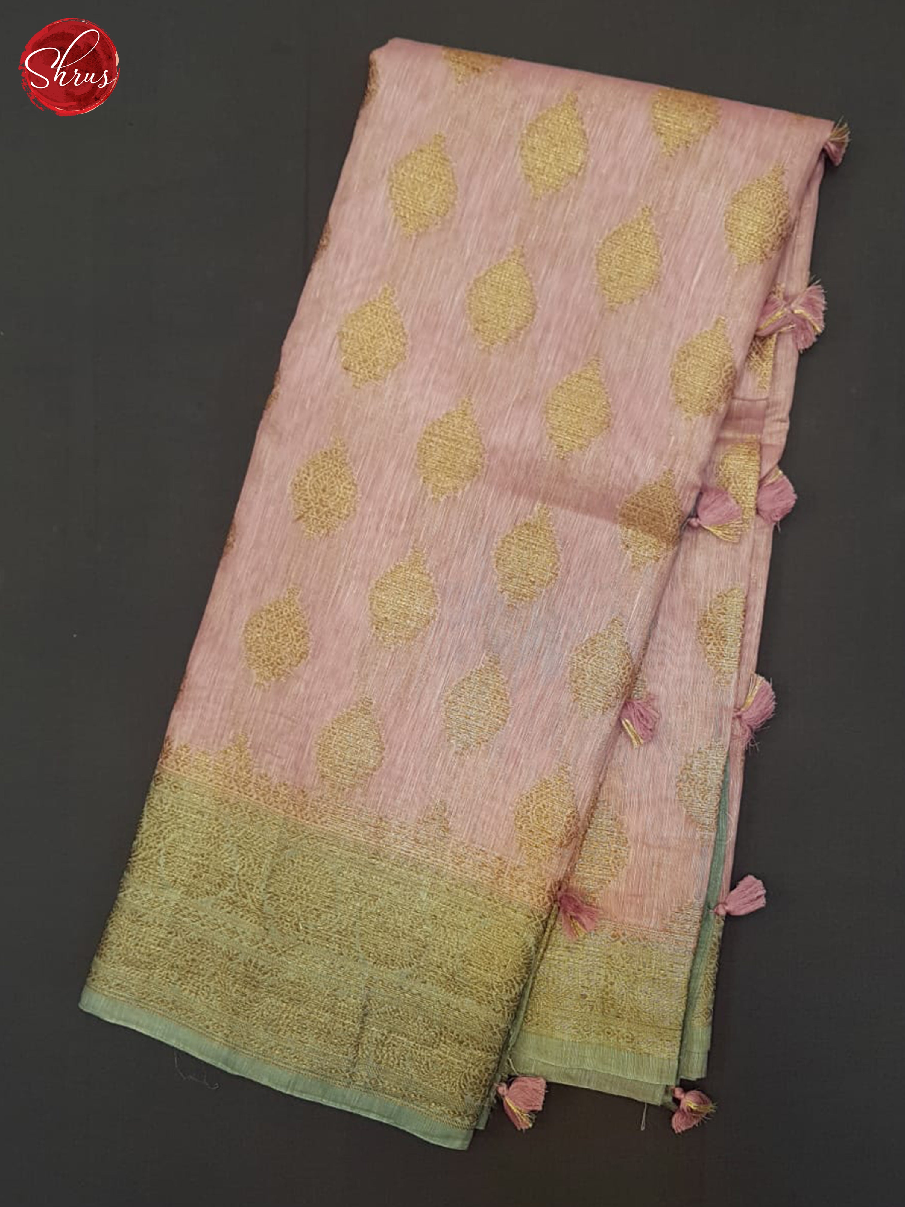 Pink & Grey- Muslin Silk Saree - Shop on ShrusEternity.com