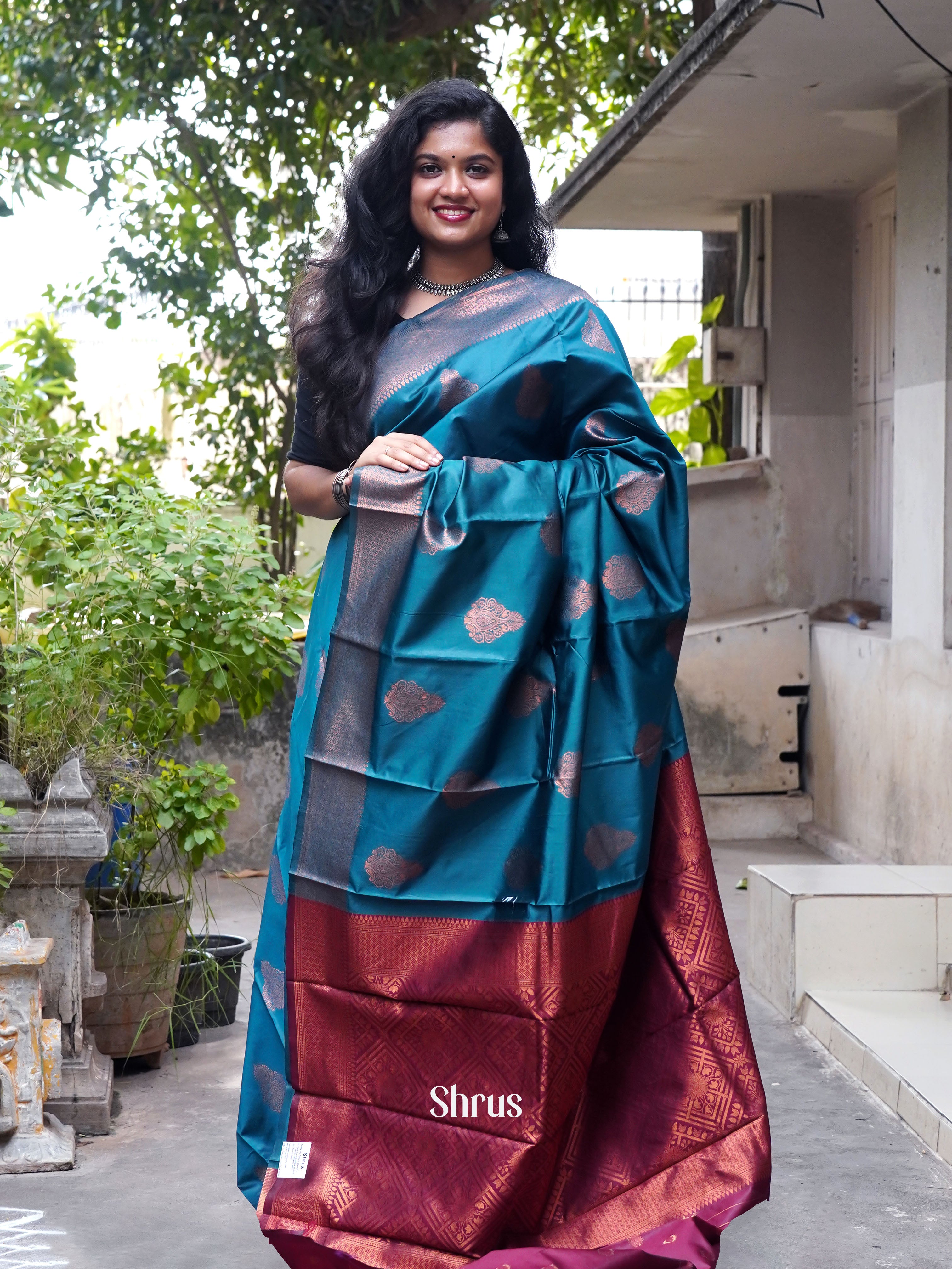 Peacock Neck And Arraku Marron - Semi softsilk saree