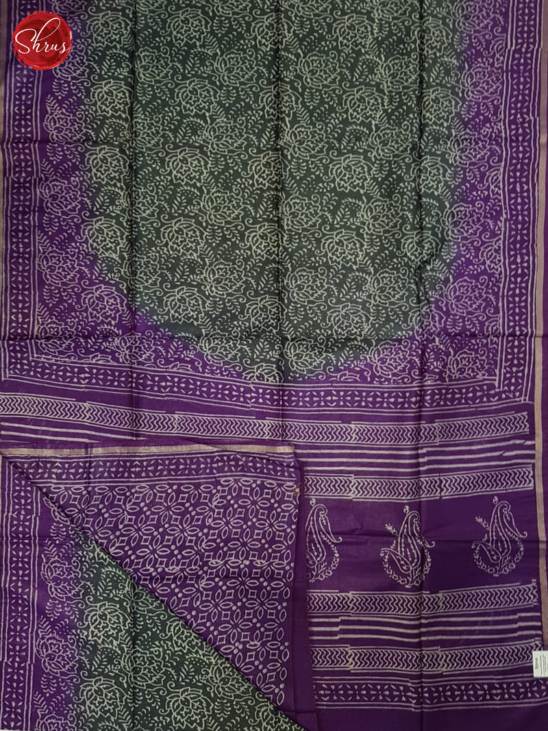 Grey & Purple - Semi Chanderi Saree - Shop on ShrusEternity.com