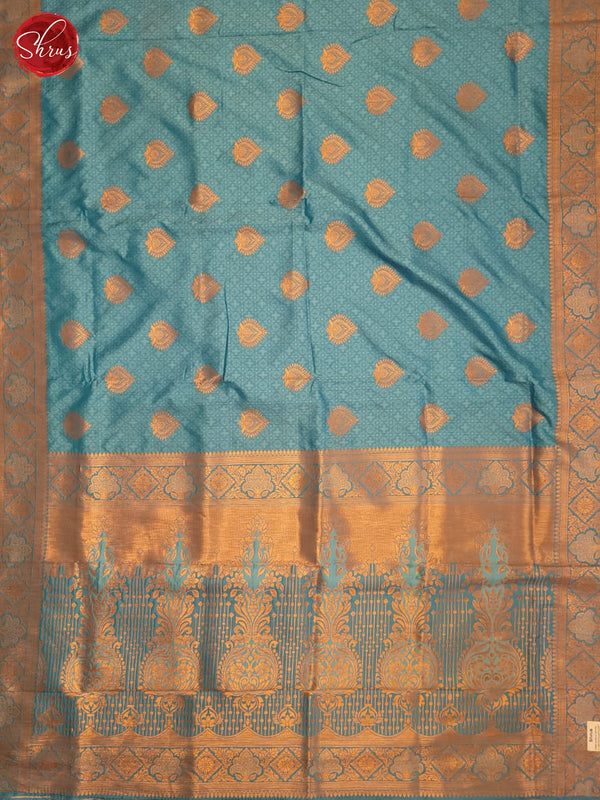Blue (Single Tone) - Semi Kanchipuram Saree - Shop on ShrusEternity.com