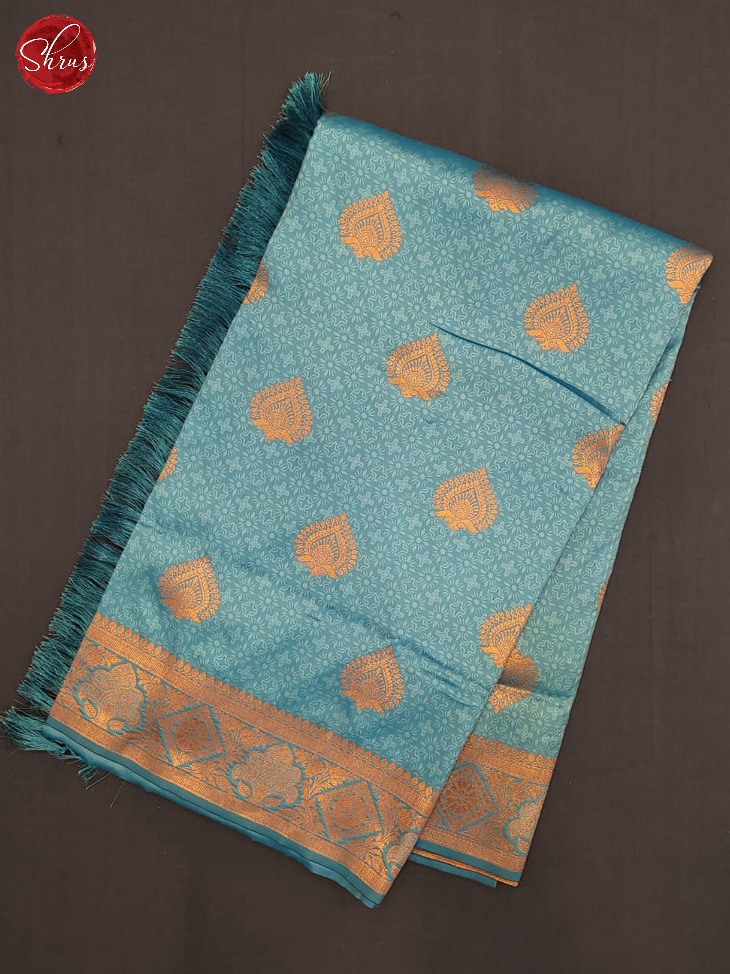 Blue (Single Tone) - Semi Kanchipuram Saree - Shop on ShrusEternity.com