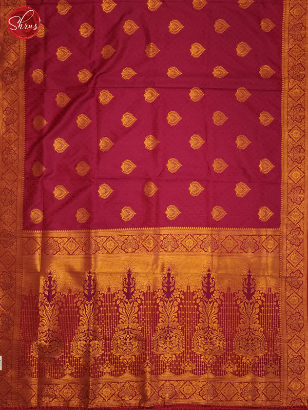 Reddish Pink(Single Tone) - Semi Kanchipuram Saree - Shop on ShrusEternity.com