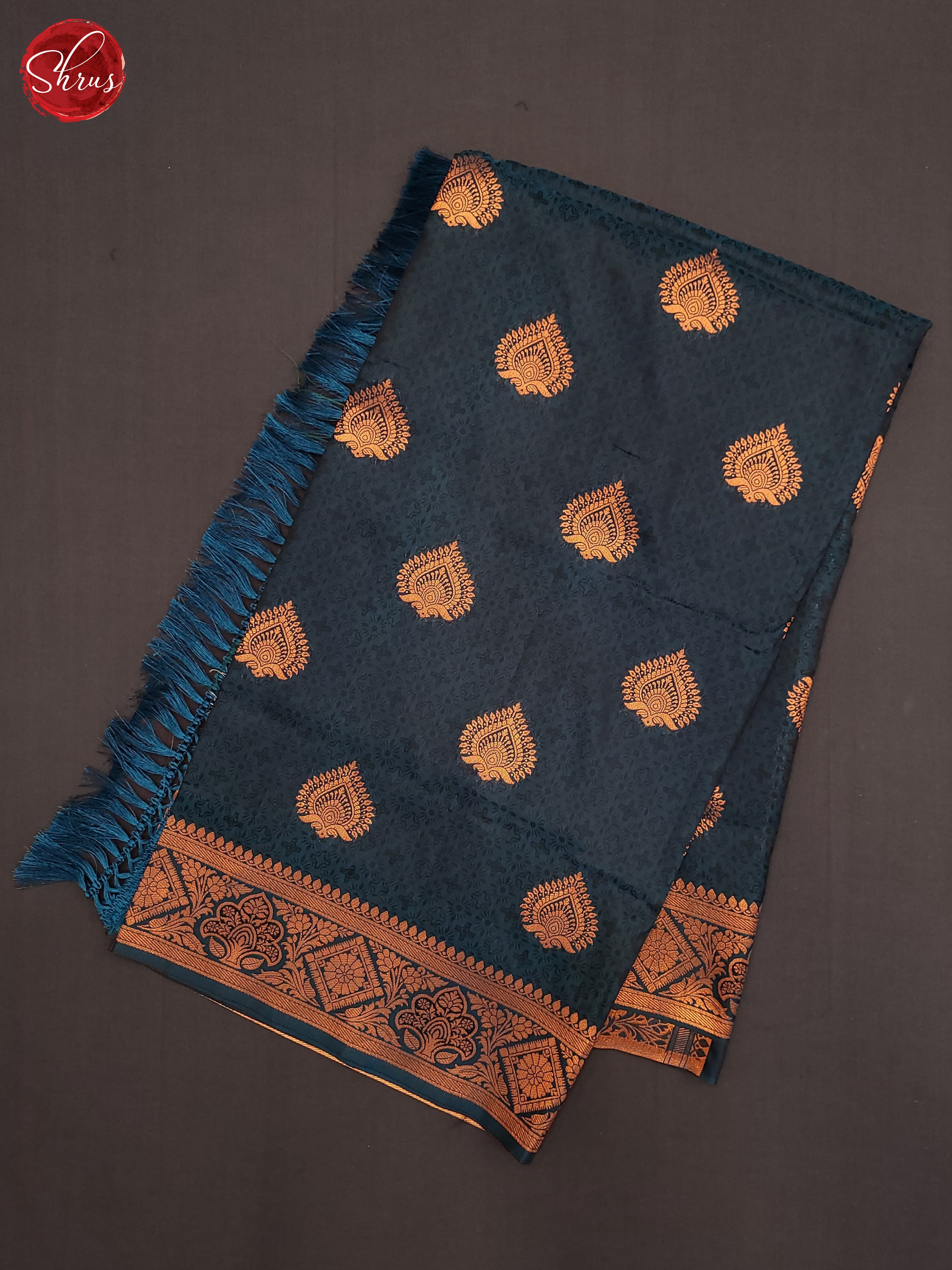 Peacock Blue(SIngle Tone) - Semi Kanchipuram Saree - Shop on ShrusEternity.com