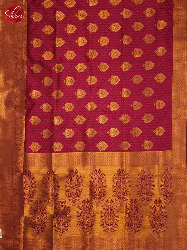 Pink(Single Tone)- Semi Kanchipuram Saree - Shop on ShrusEternity.com