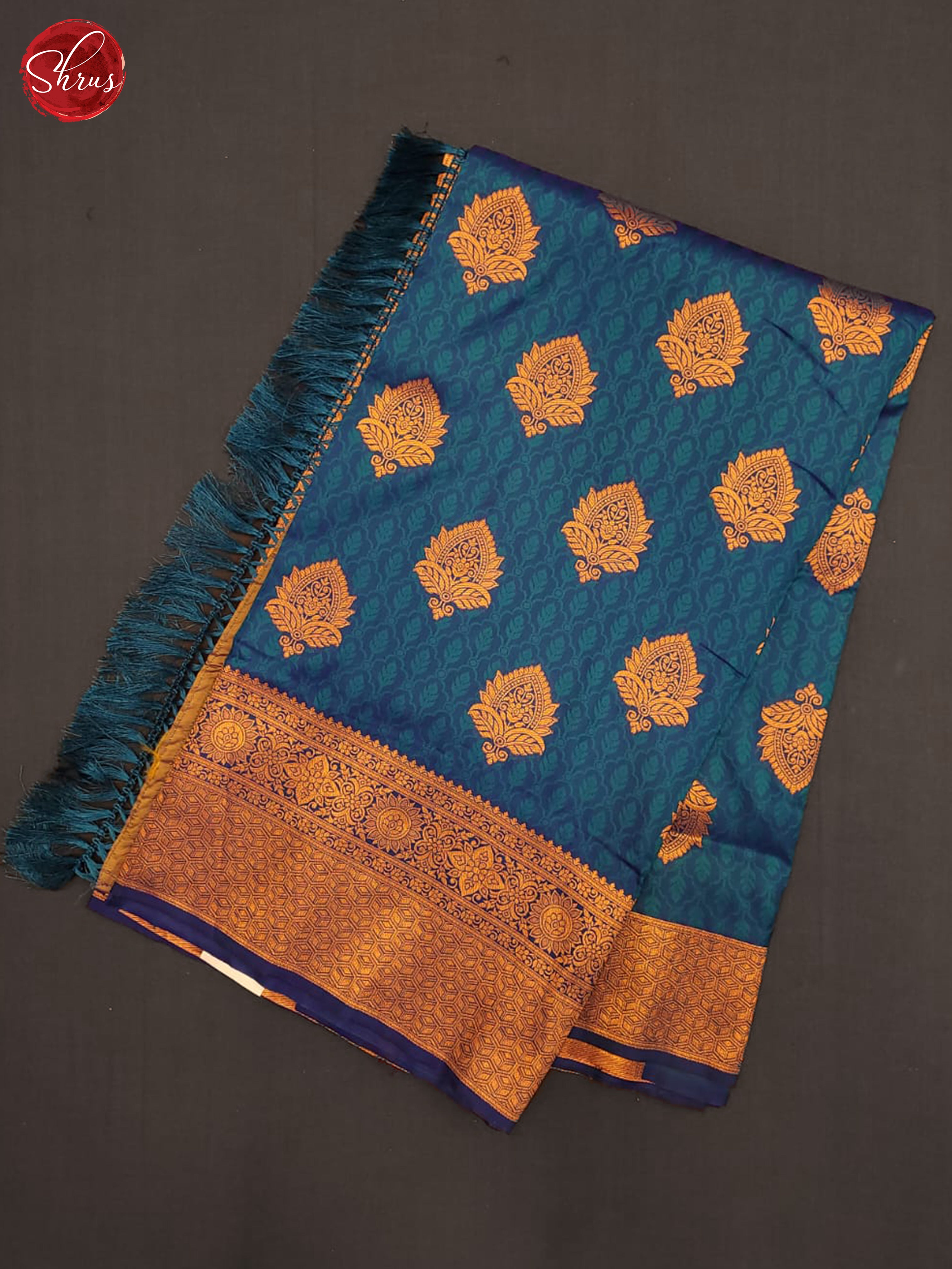 Blue(Single Tone) - Semi Kanchipuram Saree - Shop on ShrusEternity.com