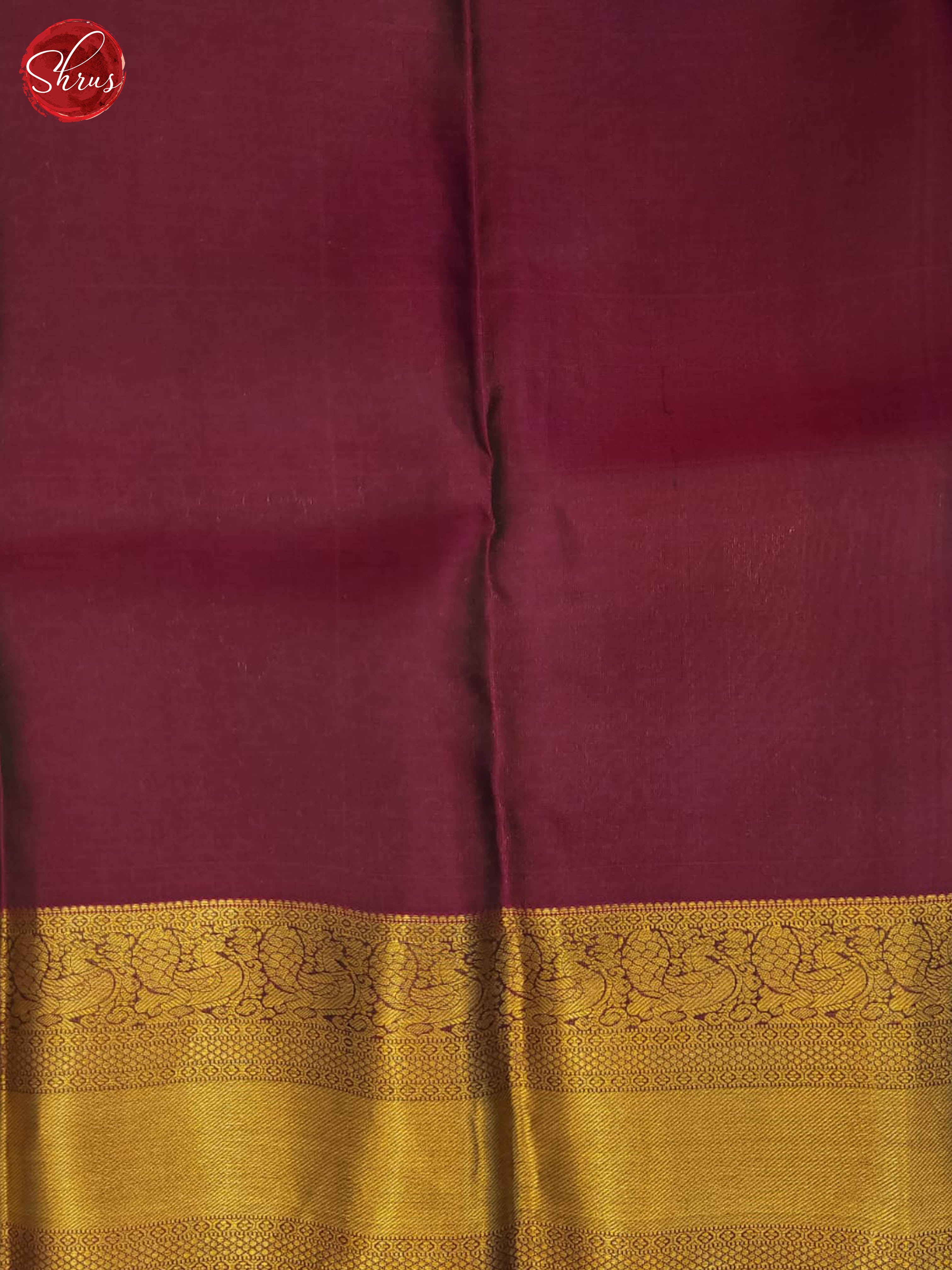 Bottle green and wine- Kanchipuram half-pure Silk saree - Shop on ShrusEternity.com