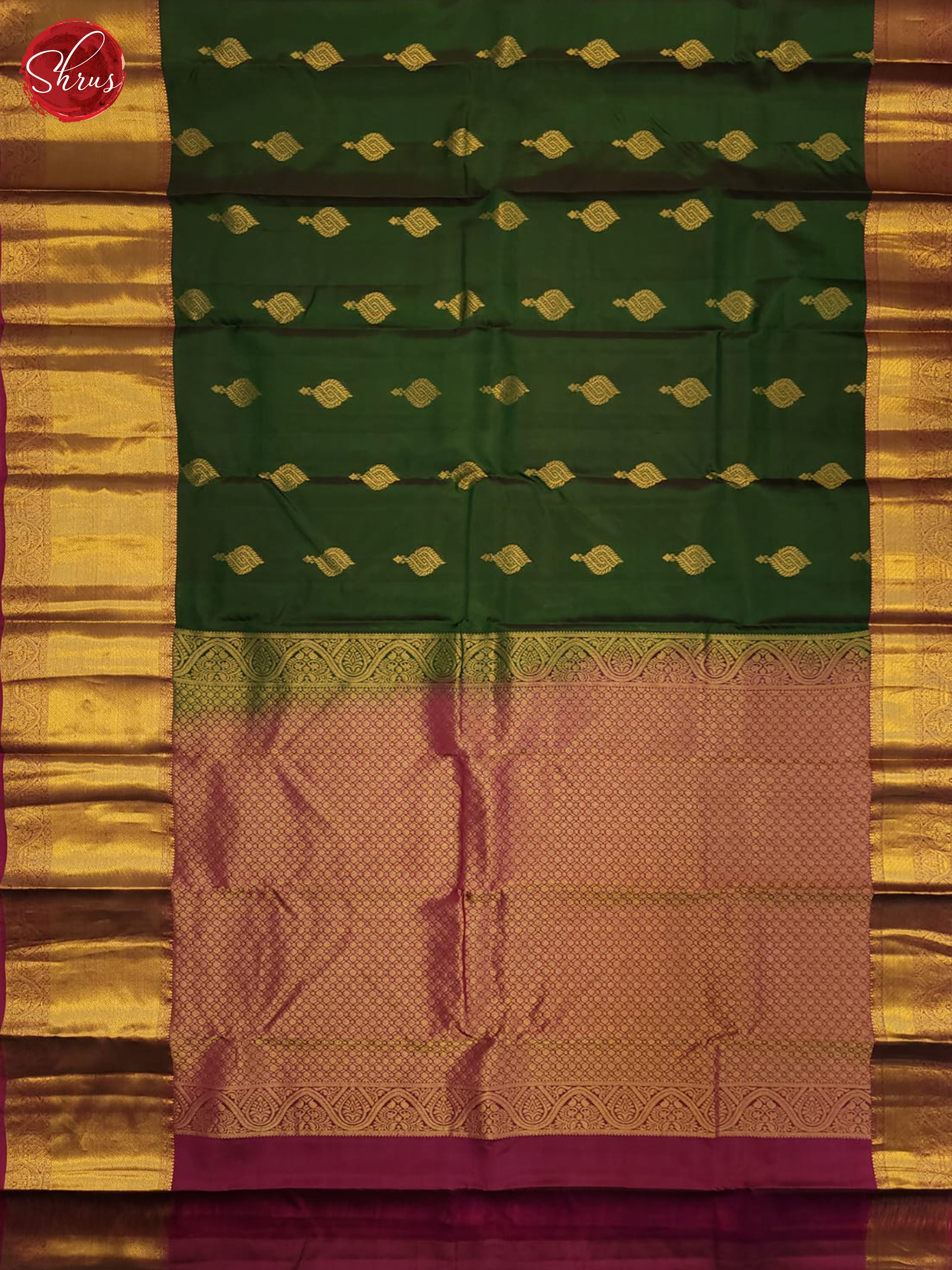 Green & Wine- Kanchipuram-halfpure Saree - Shop on ShrusEternity.com