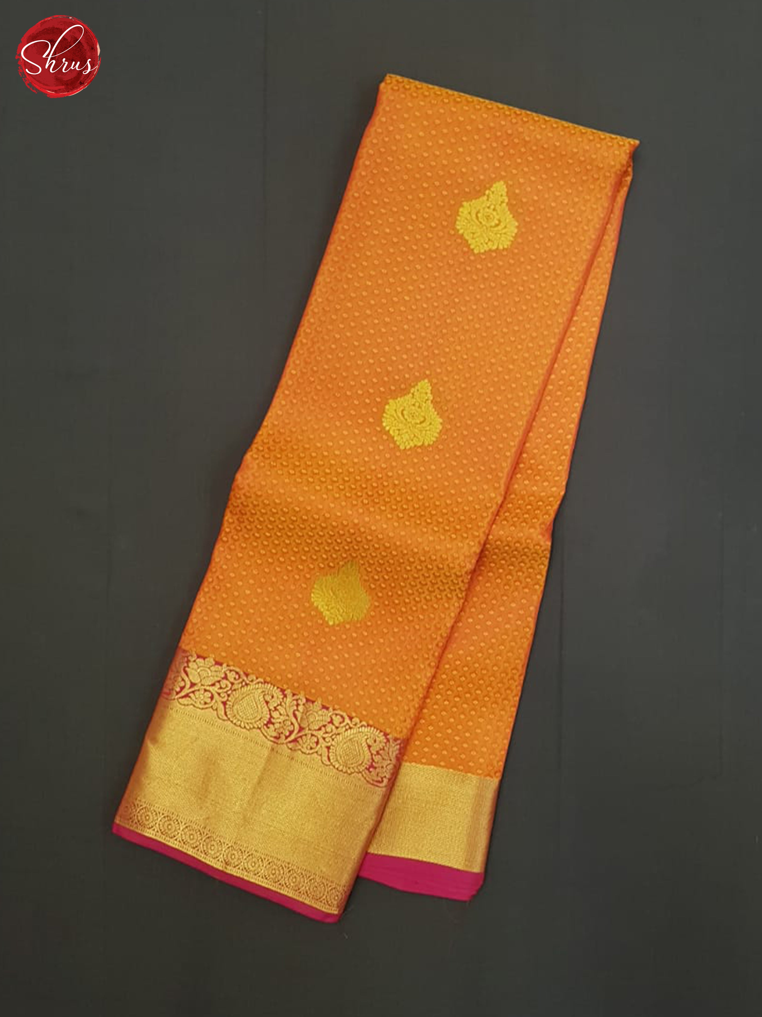 Orange And Pink- Kanchipuram half-pure silk Saree - Shop on ShrusEternity.com