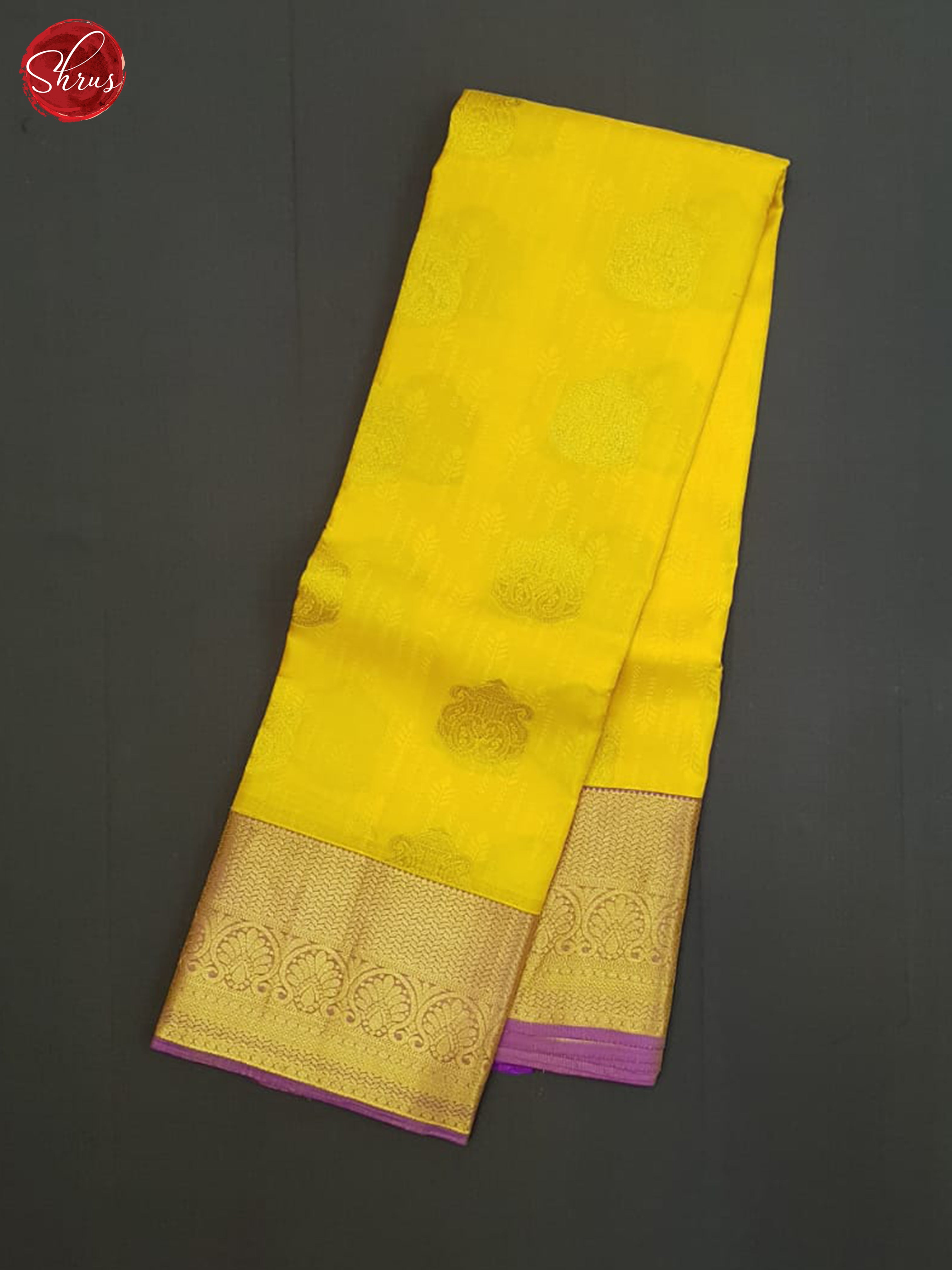 Yellow And Dusty Wine- Kanchipuram Half-pure Silk Saree - Shop on ShrusEternity.com