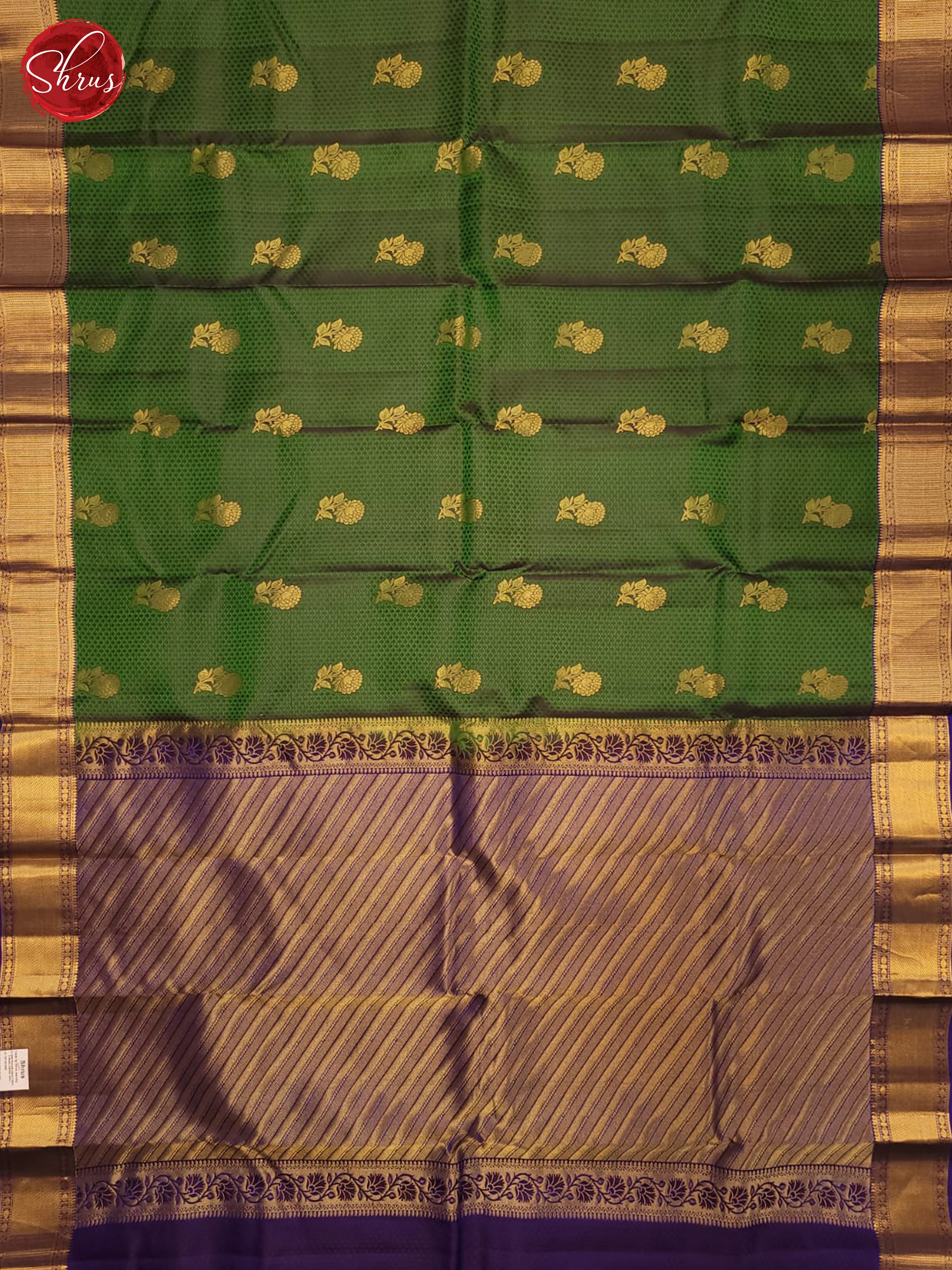 Green & Violet- Kanchipuram-halfpure Saree - Shop on ShrusEternity.com