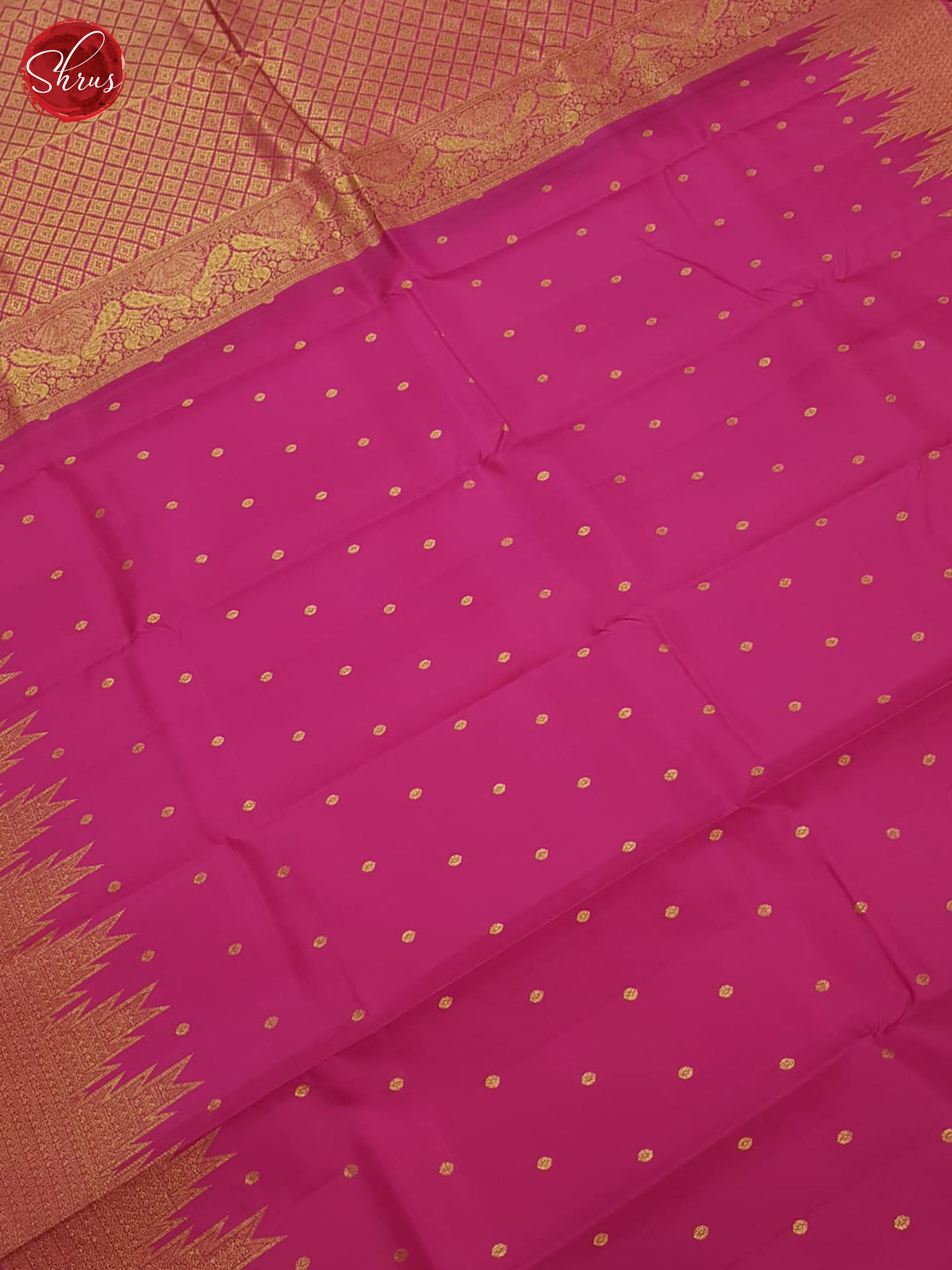 Pink(Single tone)-Kanchipuram Silk Saree - Shop on ShrusEternity.com