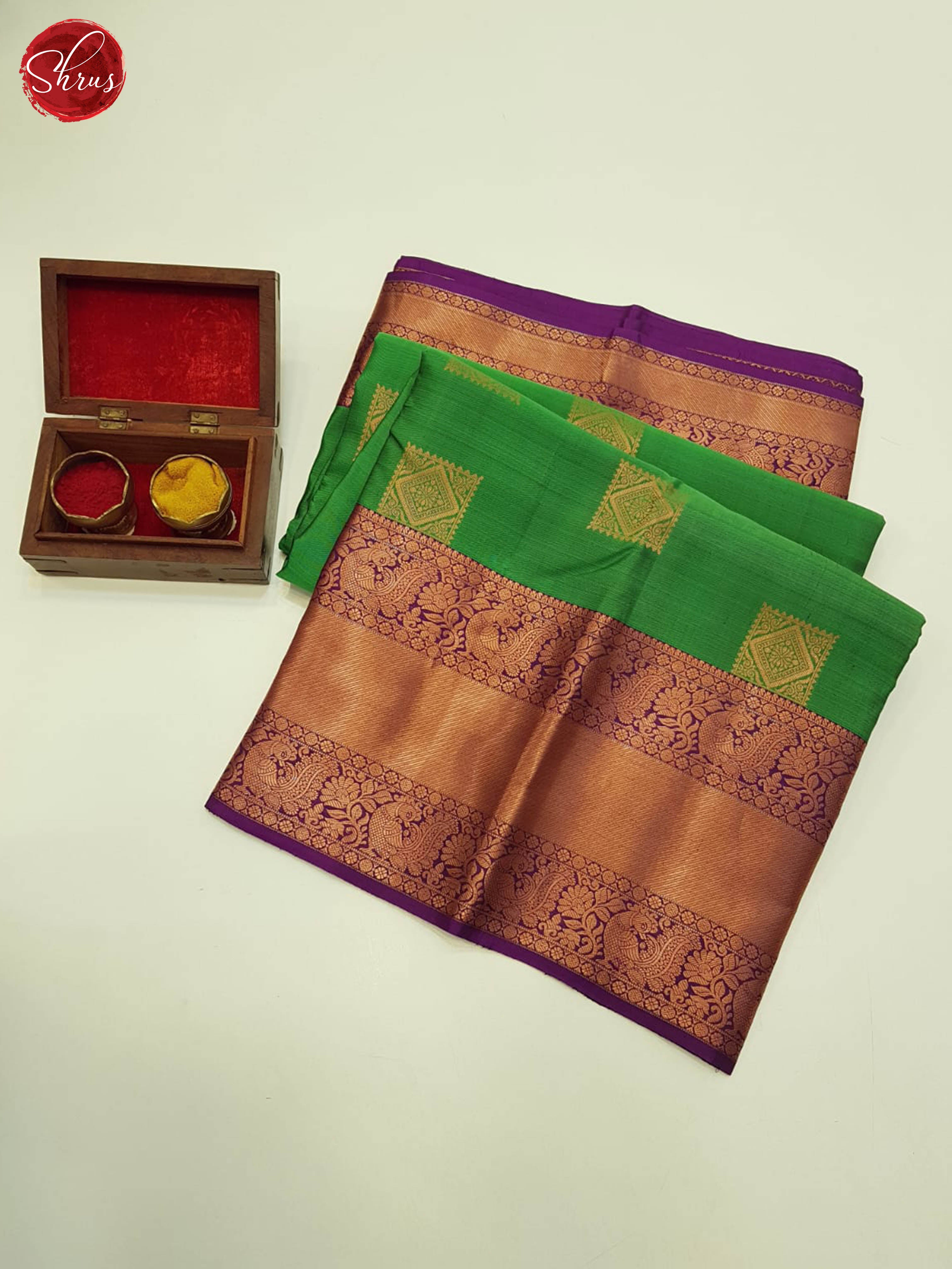 Green And Deep Wine- kanchipuram silk saree - Shop on ShrusEternity.com