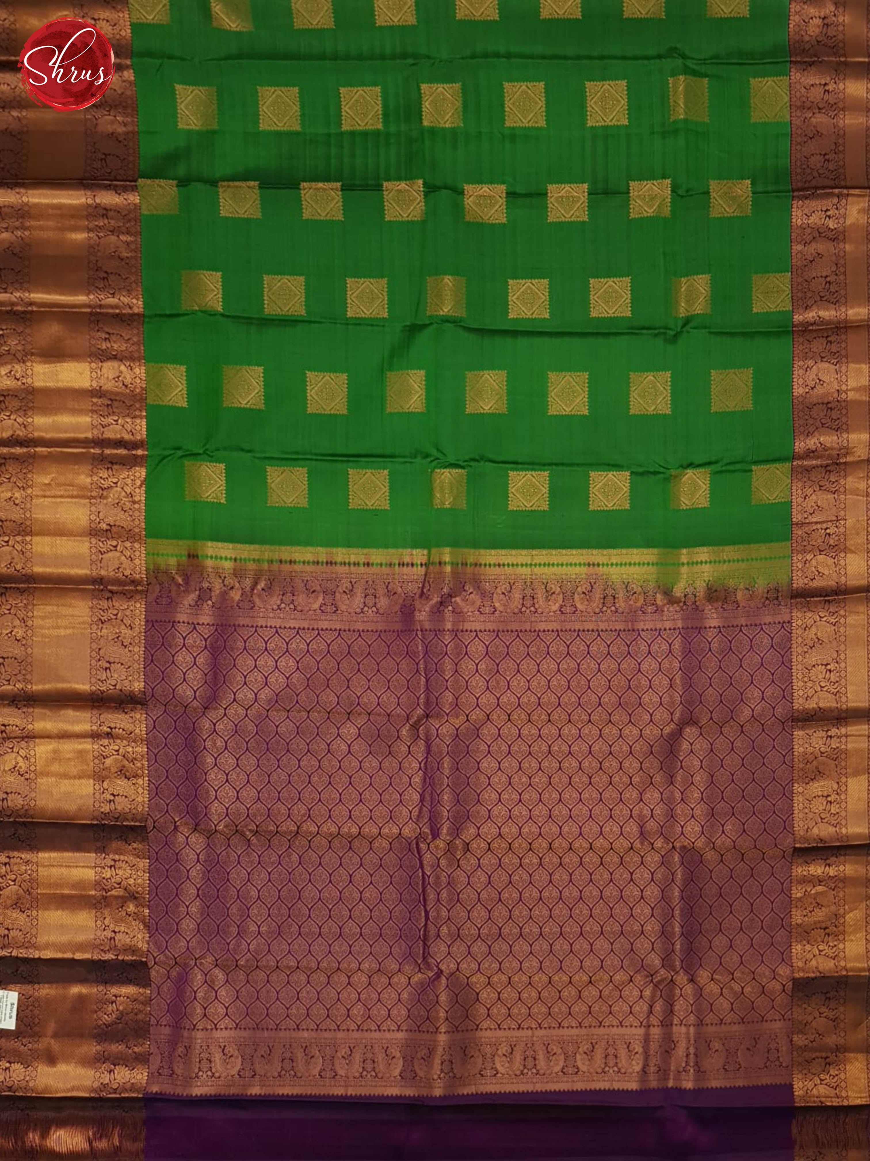 Green And Deep Wine- kanchipuram silk saree - Shop on ShrusEternity.com