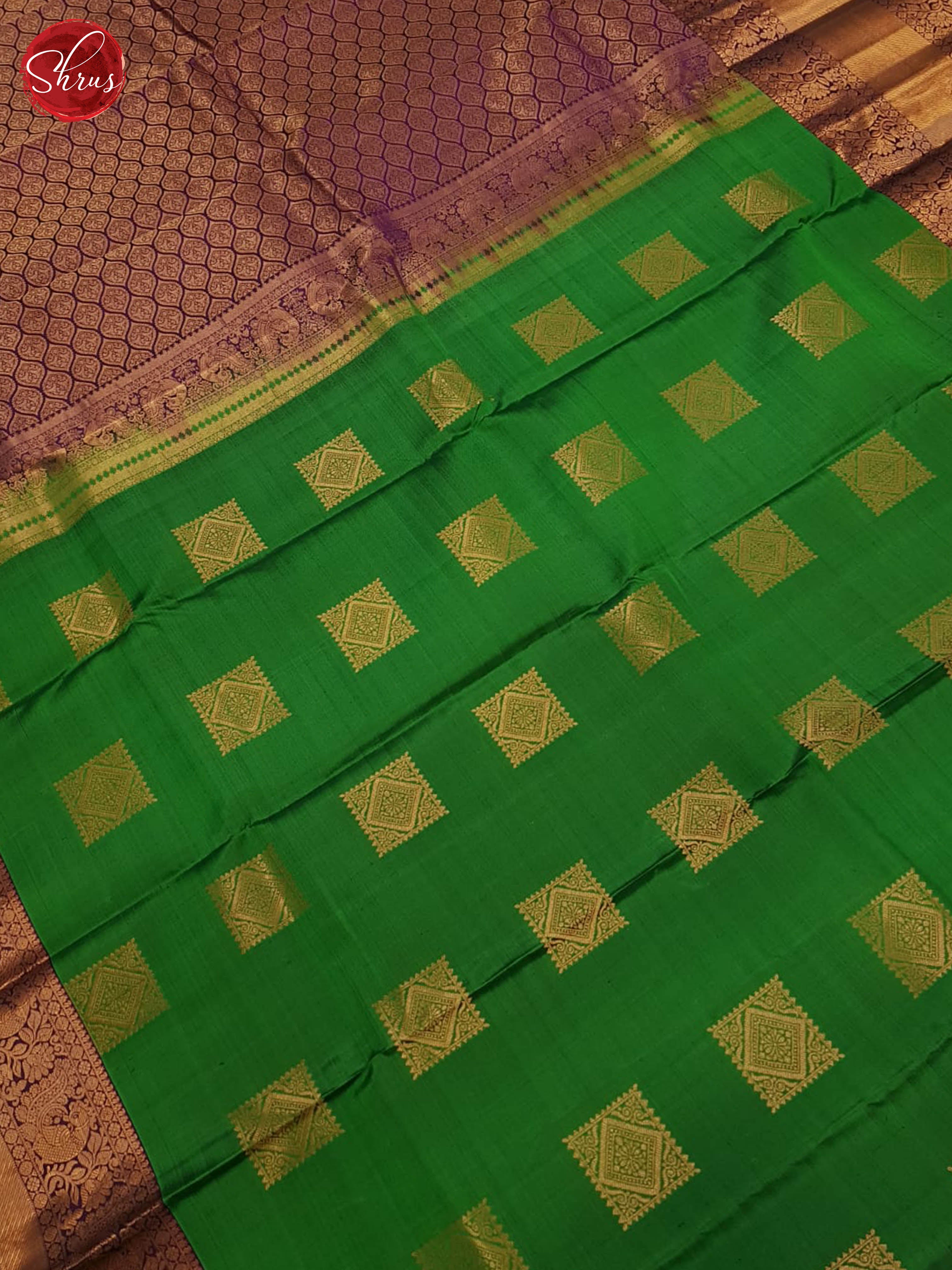 Green And Deep Wine- kanchipuram silk saree - Shop on ShrusEternity.com