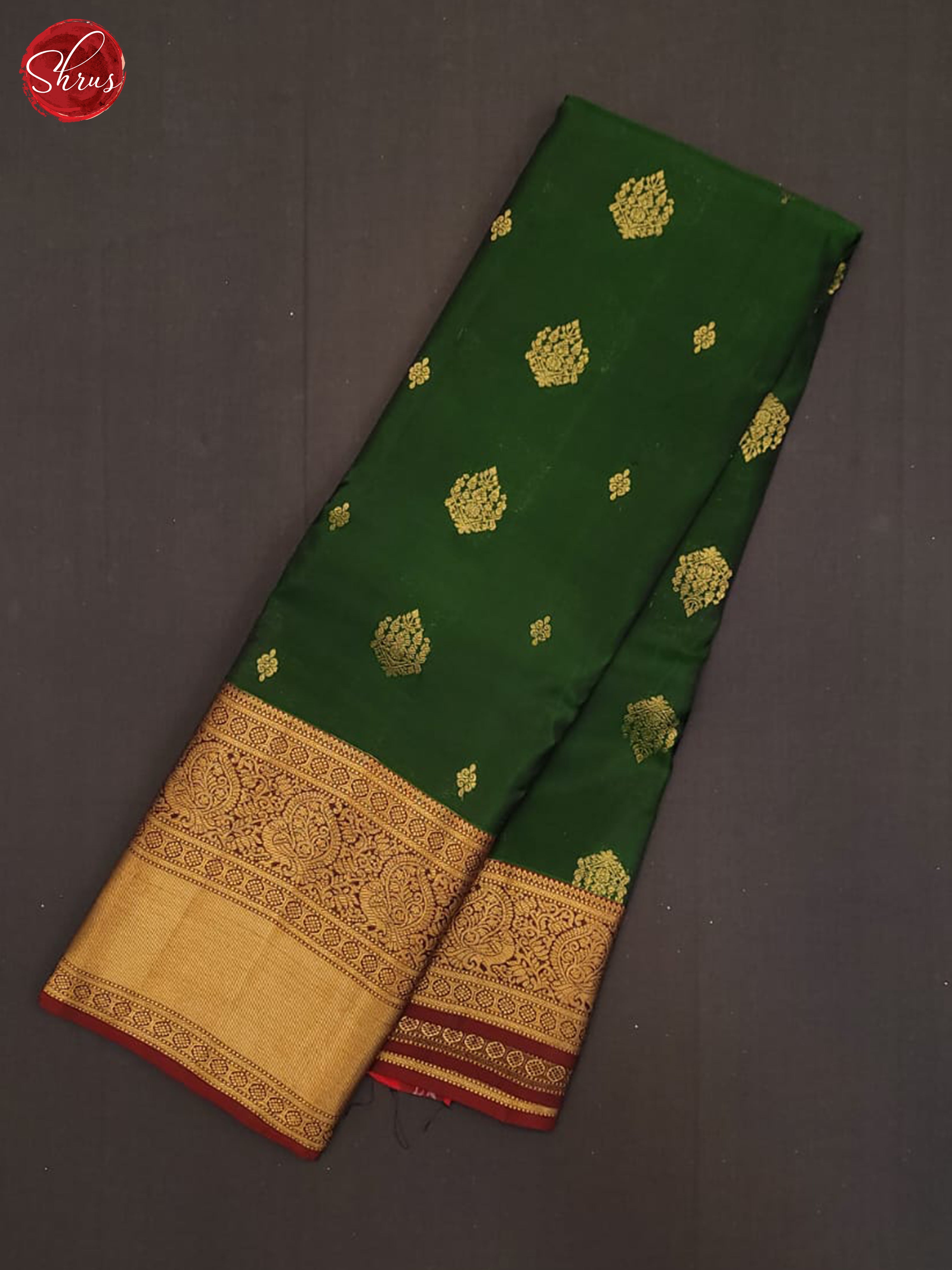 Green & Maroon- Kanchipuram halfpure Saree - Shop on ShrusEternity.com