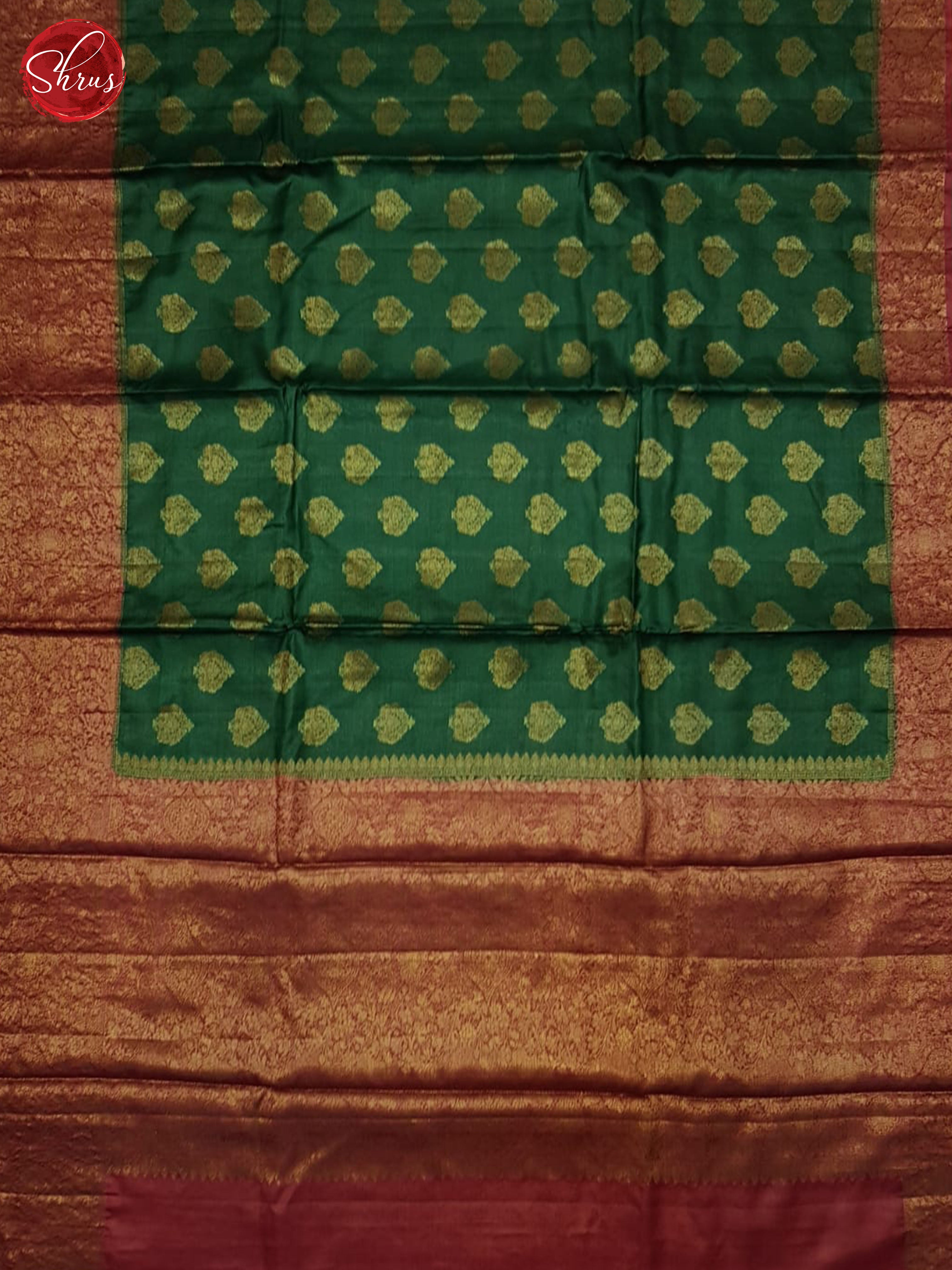 Green & Red- Tussar Saree - Shop on ShrusEternity.com