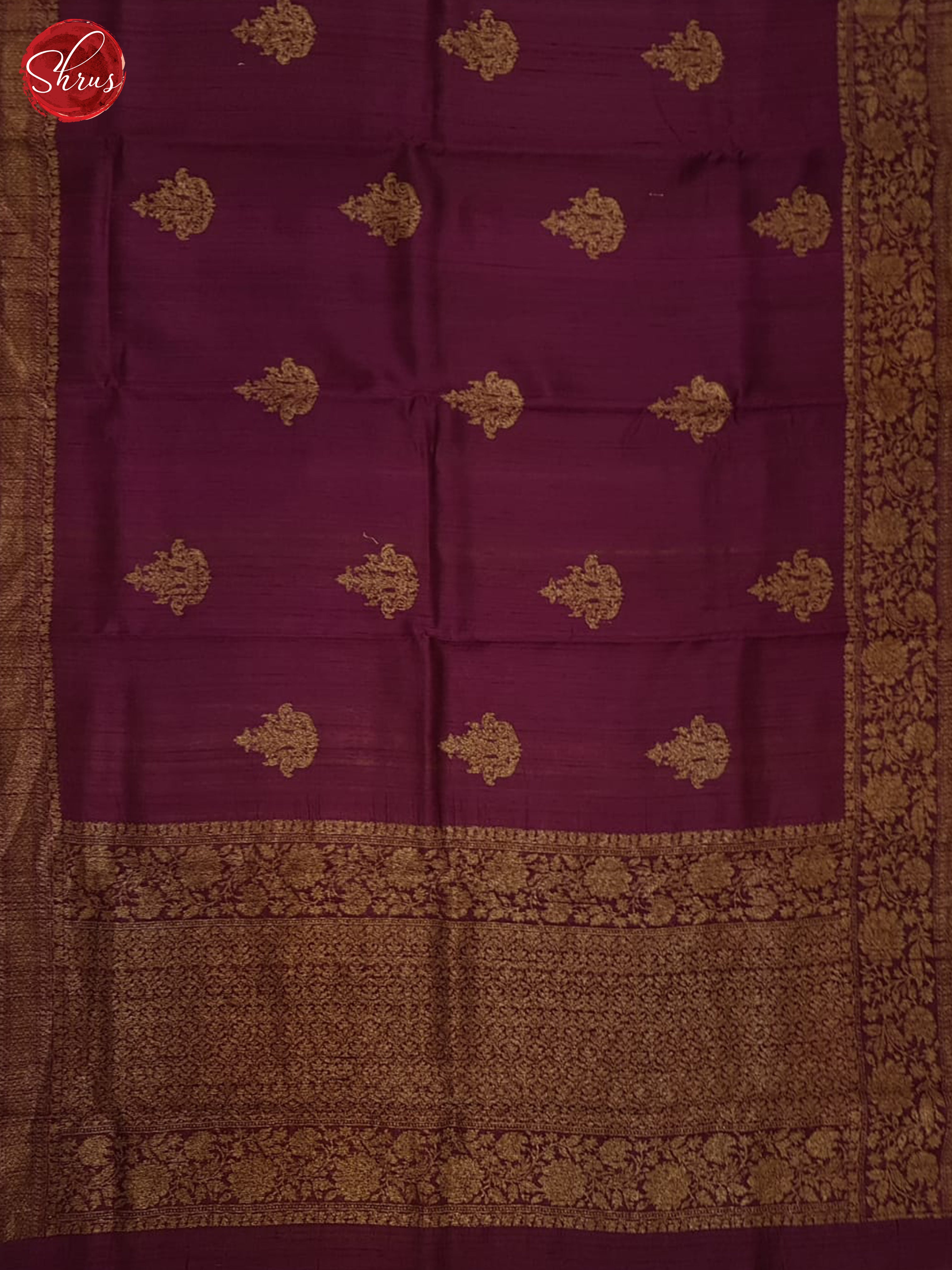 Wine & Mustard - Dupion Saree - Shop on ShrusEternity.com