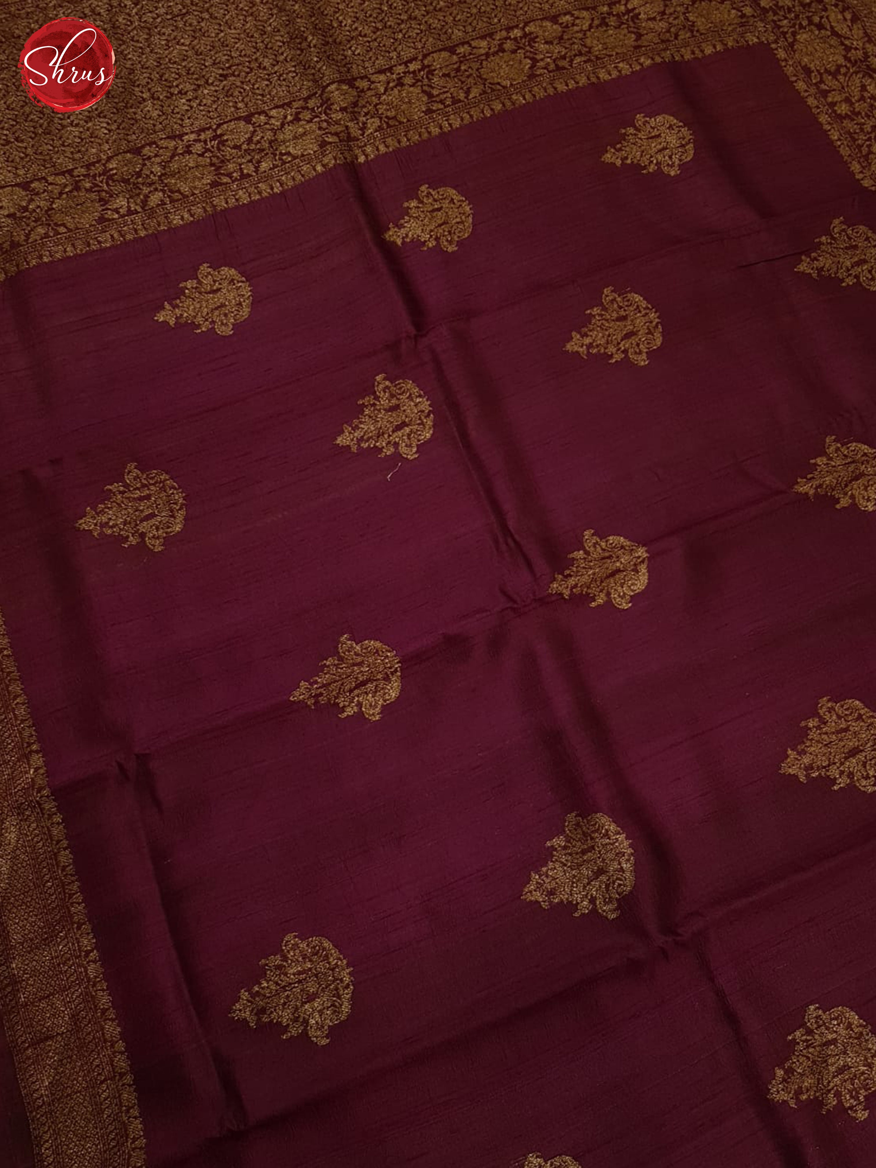 Wine & Mustard - Dupion Saree - Shop on ShrusEternity.com