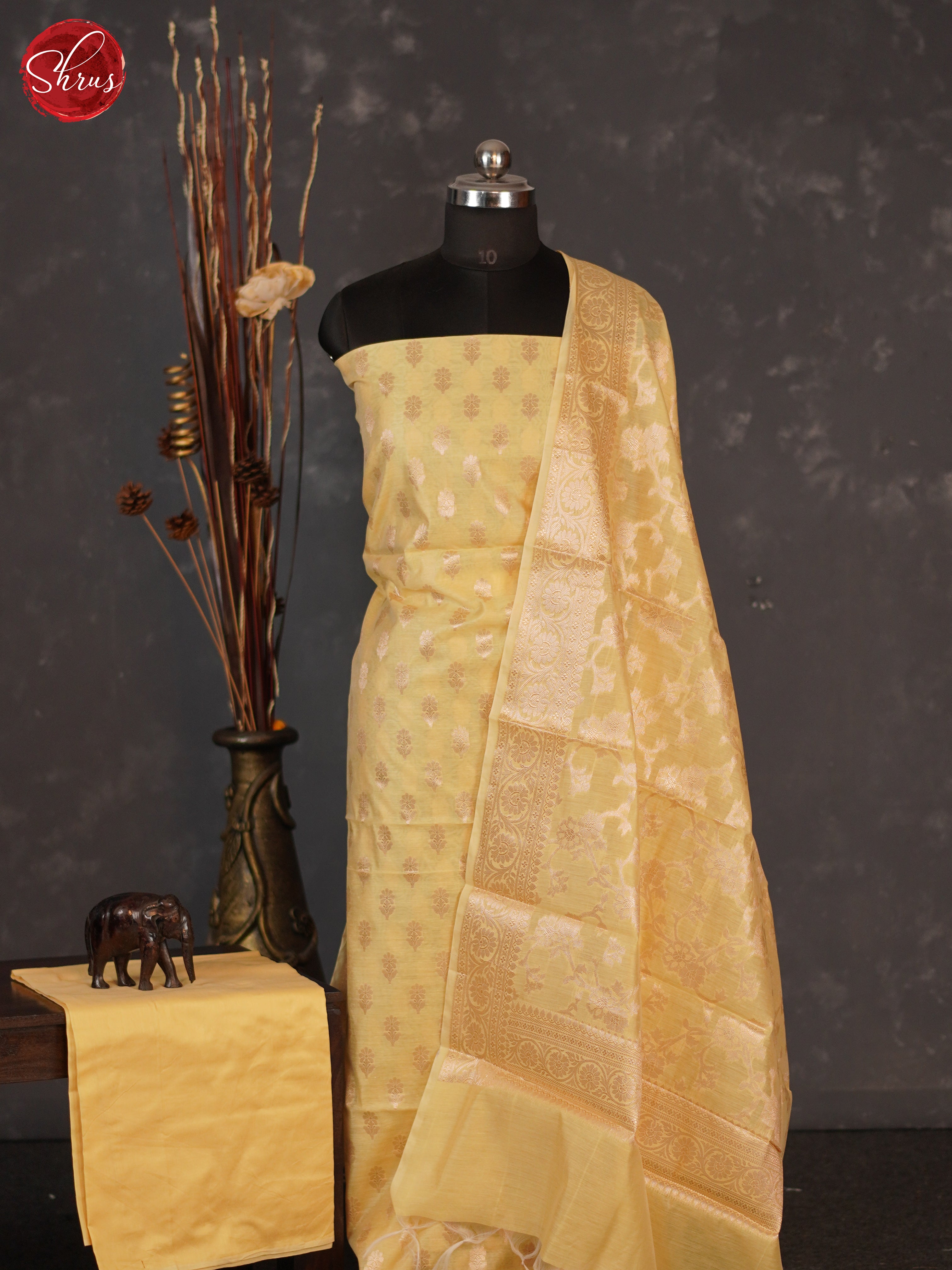 Yellow - Semi banaras salwar - Shop on ShrusEternity.com