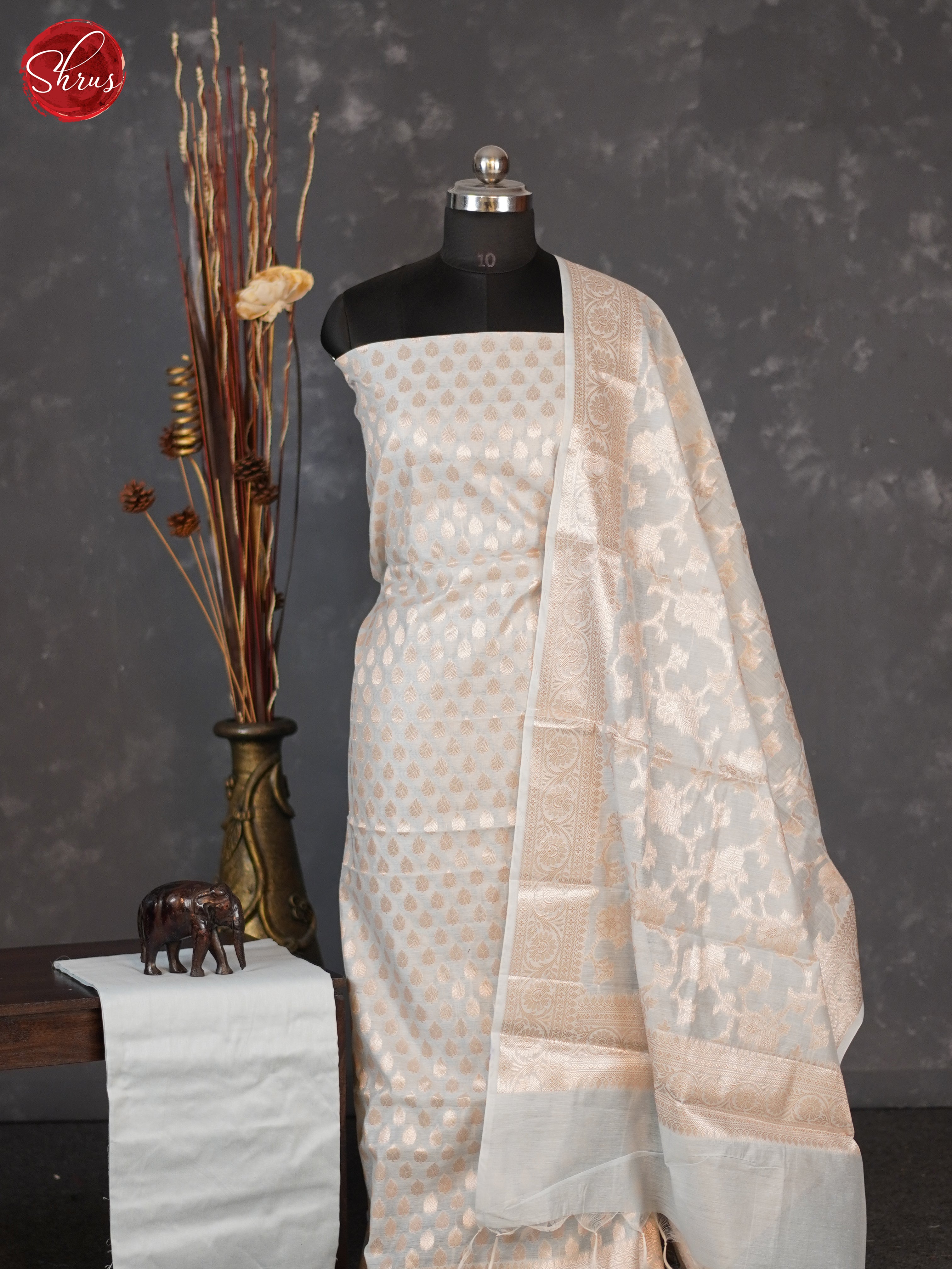 Cream -  Semi banaras salwar - Shop on ShrusEternity.com