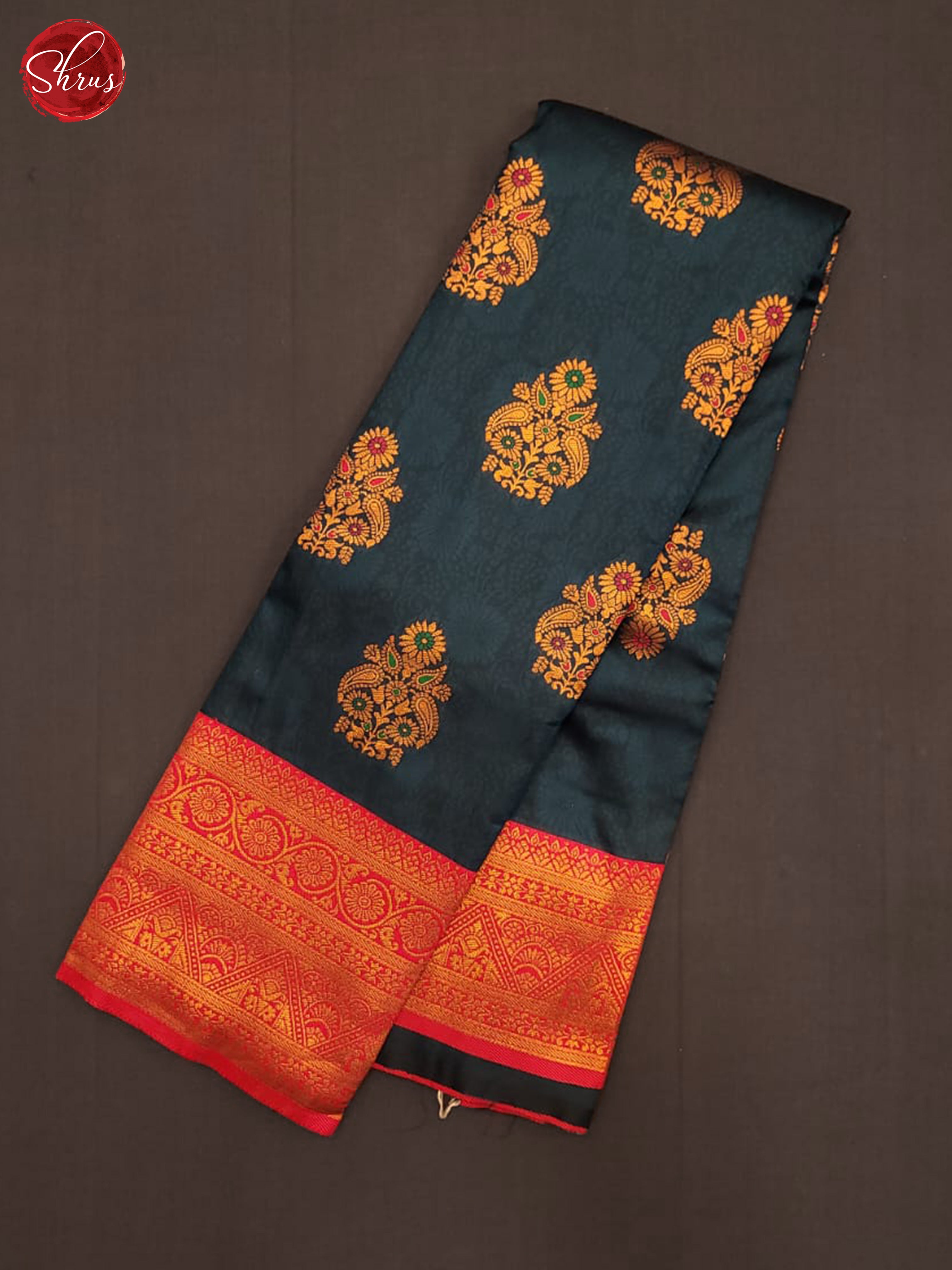 Peacock Blue & Orange - Semi Softsilk Saree - Shop on ShrusEternity.com