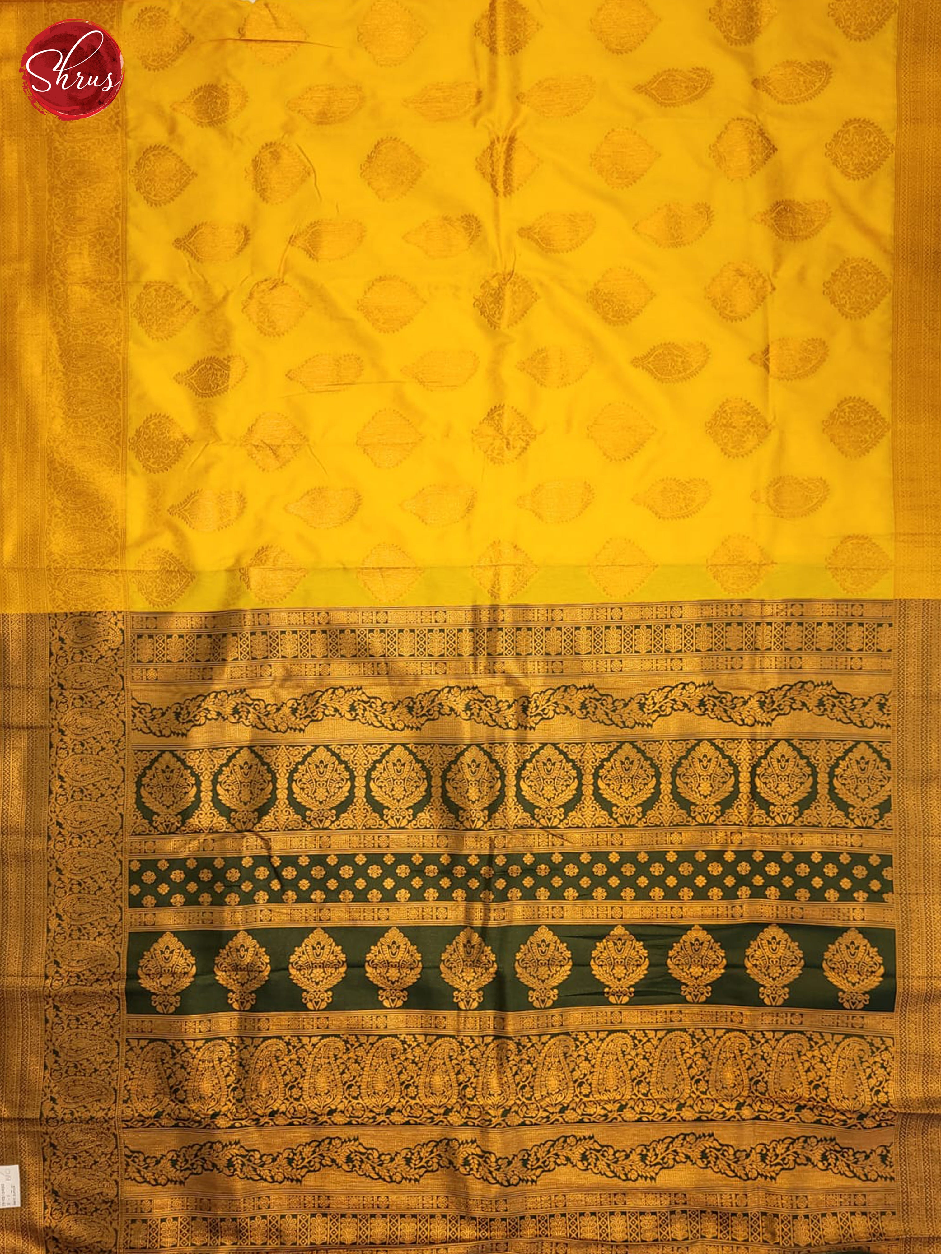 Yellow & Green - Semi Softsilk Saree - Shop on ShrusEternity.com