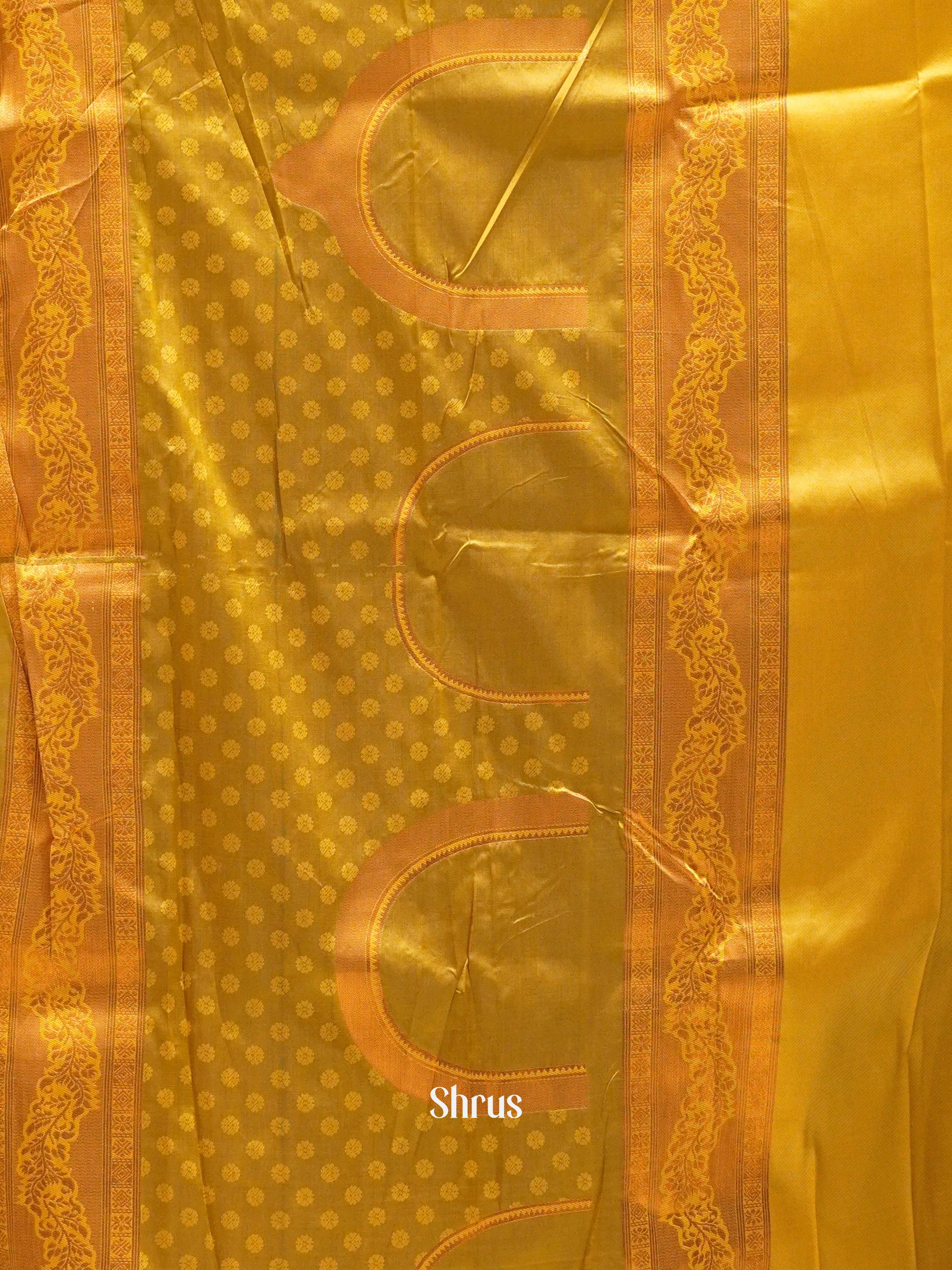 Blue & Mustard - Semi Softsilk Saree