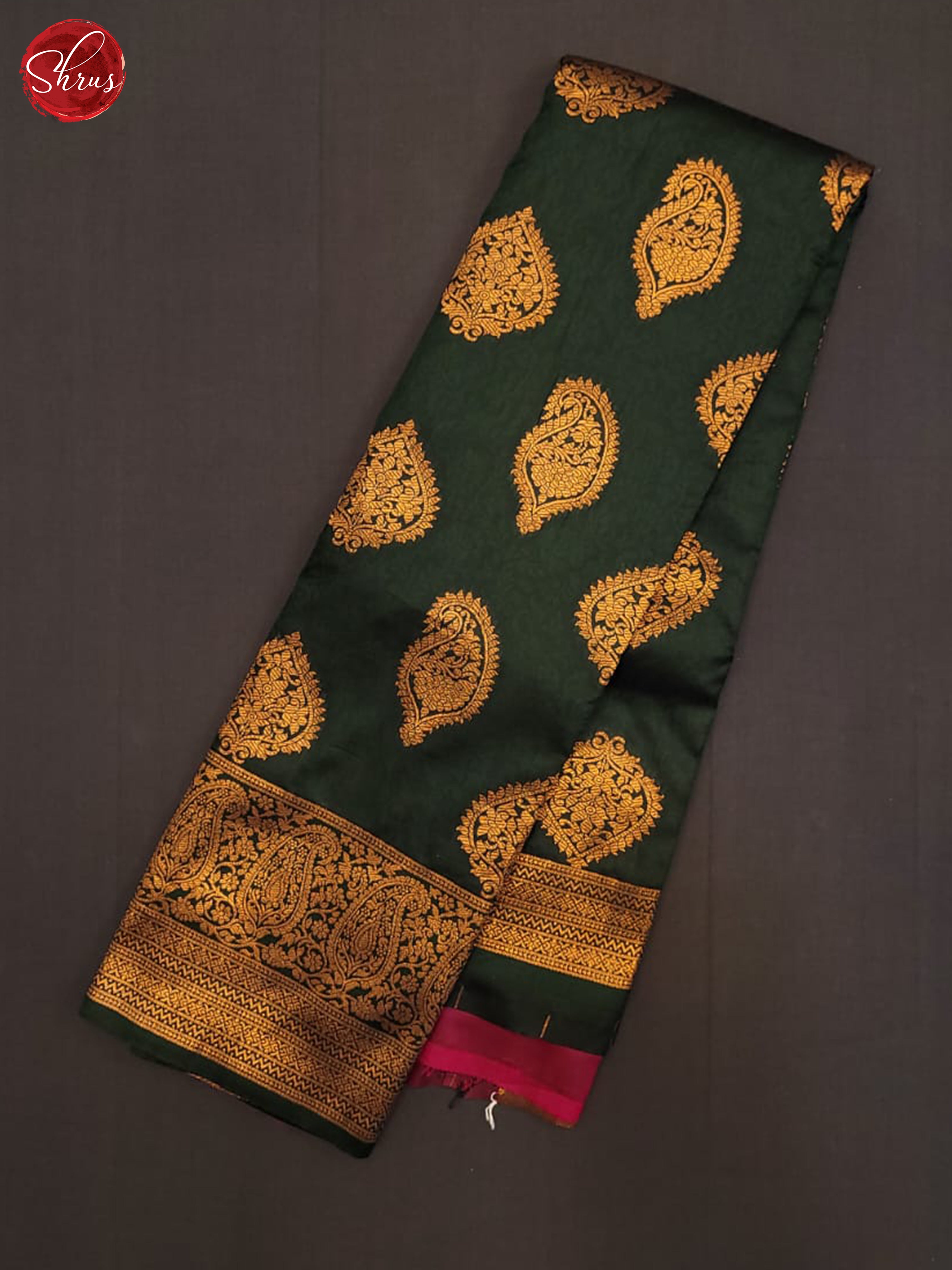 Bottle Green & Majenta- Semi Softsilk Saree - Shop on ShrusEternity.com