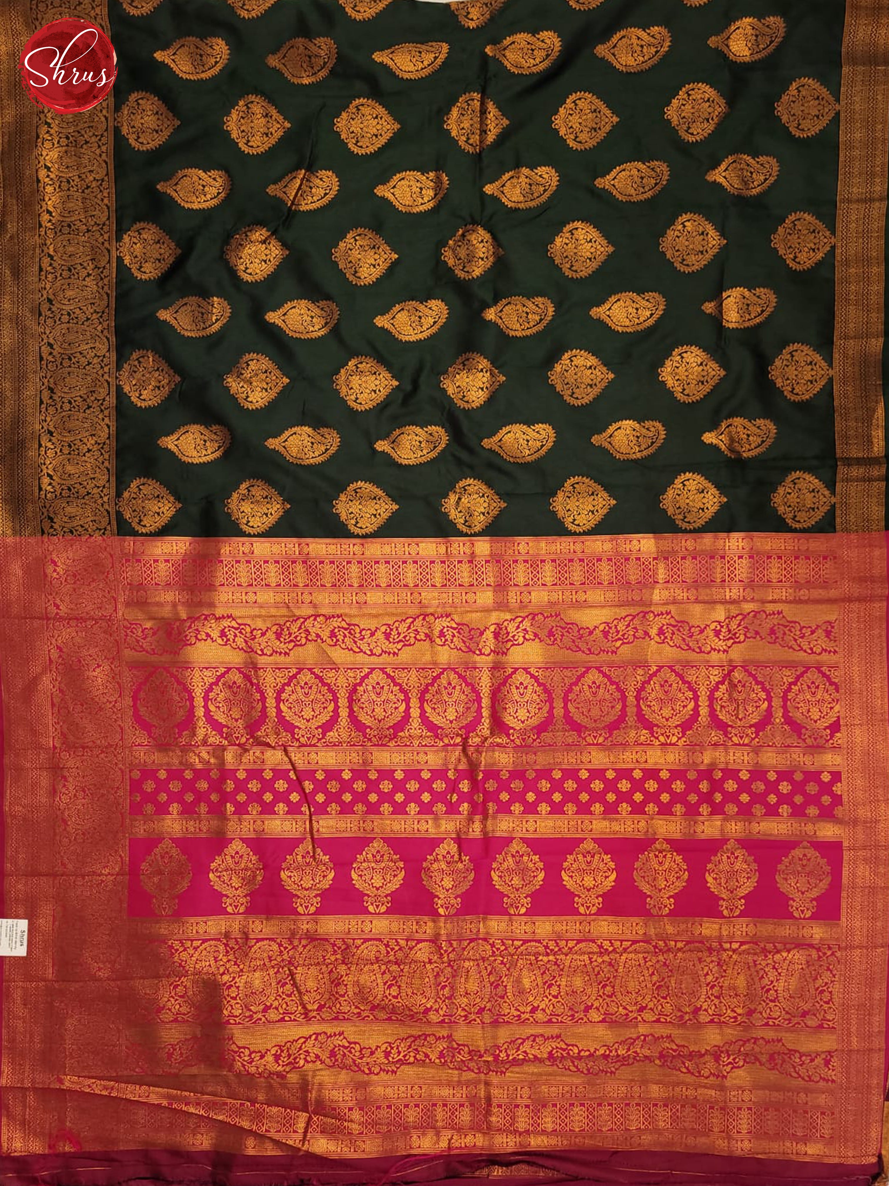 Bottle Green & Majenta- Semi Softsilk Saree - Shop on ShrusEternity.com