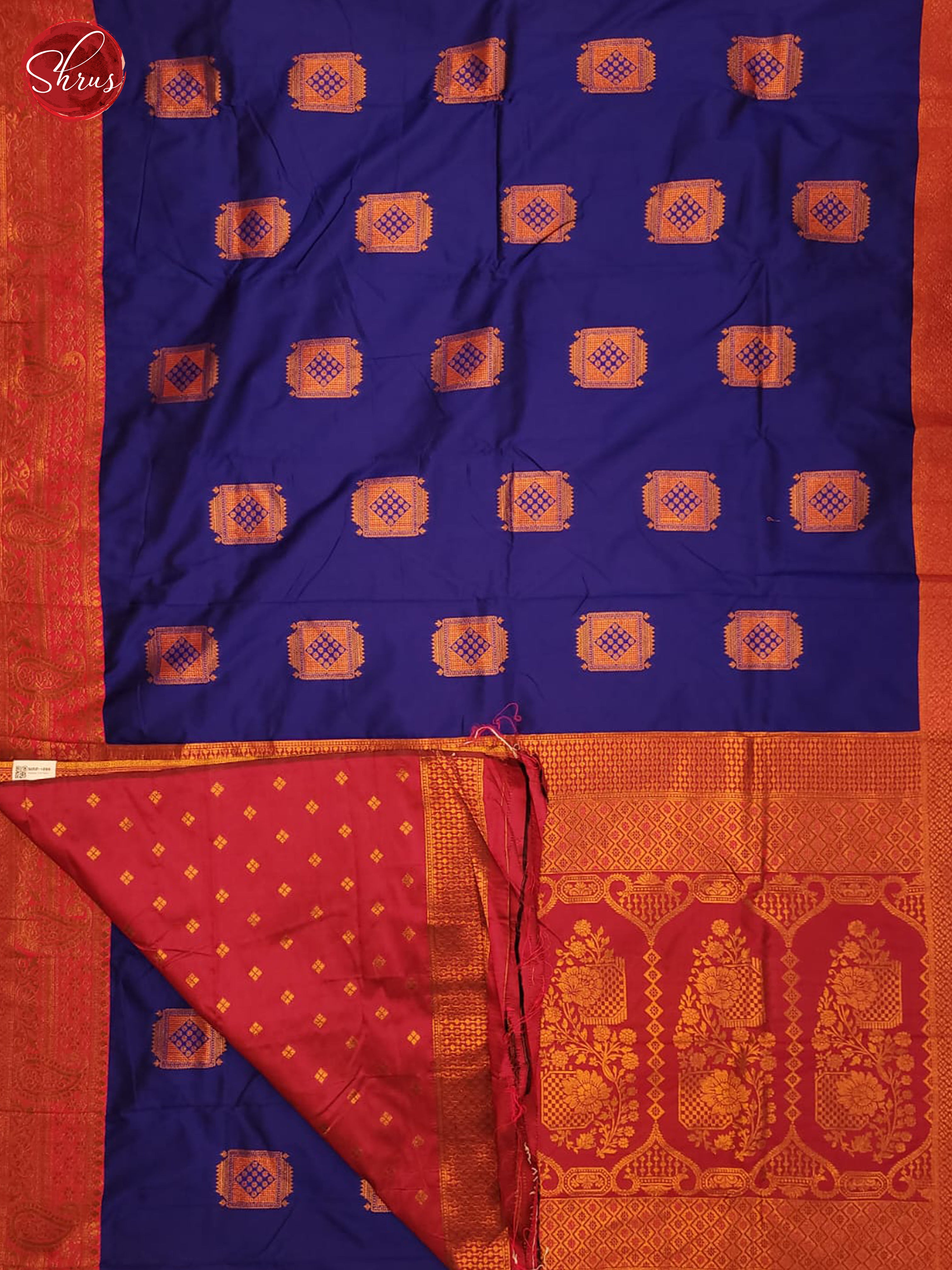 Blue &  Red- Semi Softsilk Saree - Shop on ShrusEternity.com